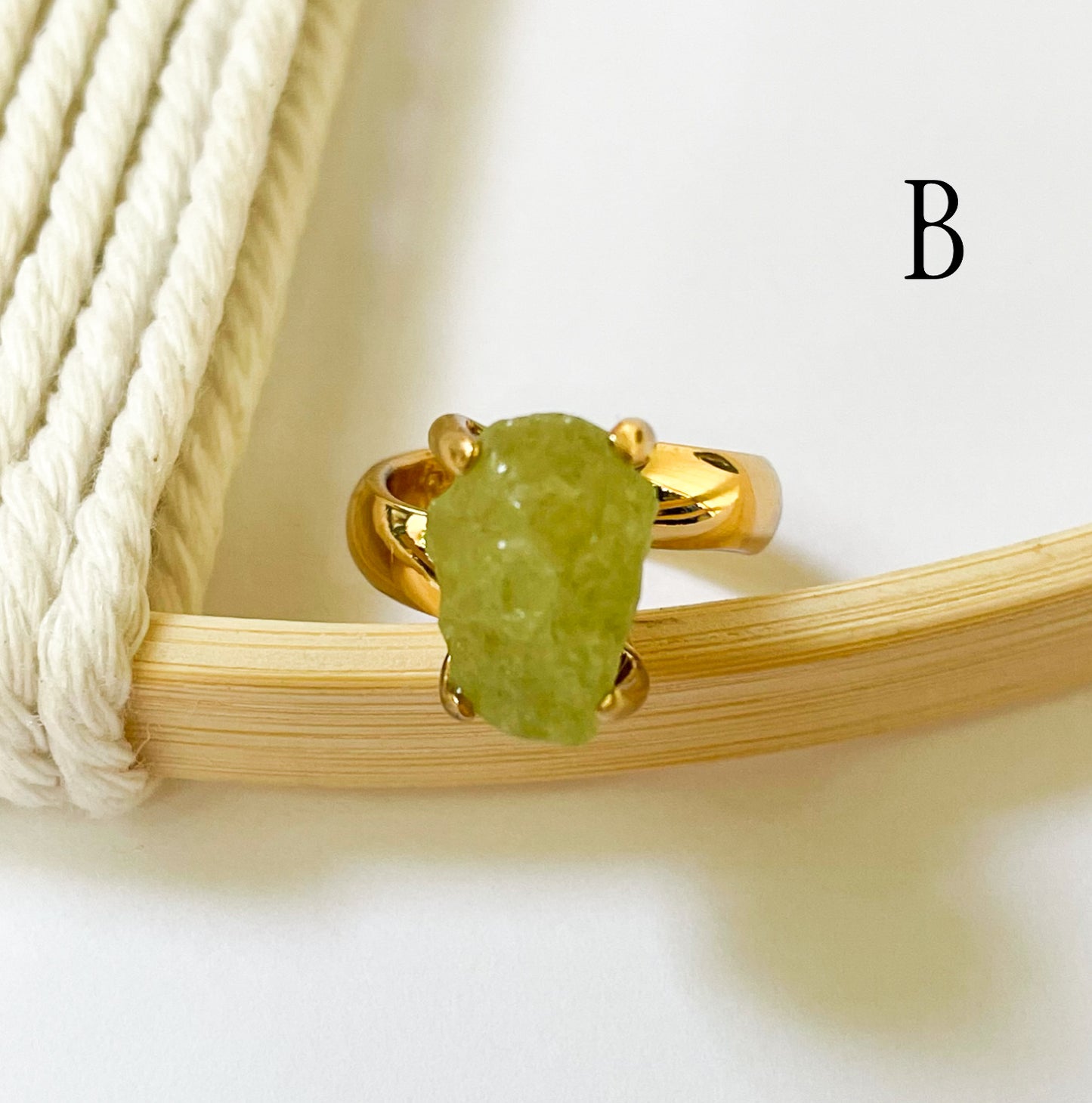 Raw Green Garnet Prong Ring - Alchemia Gold