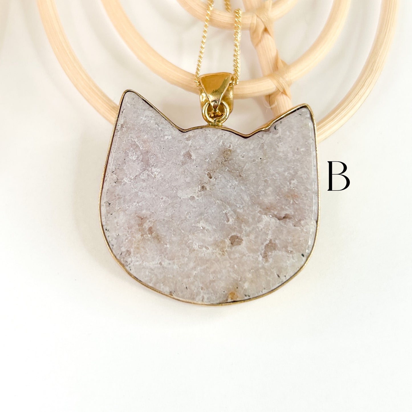 Pink Amethyst Cat Head Pendants - Alchemia