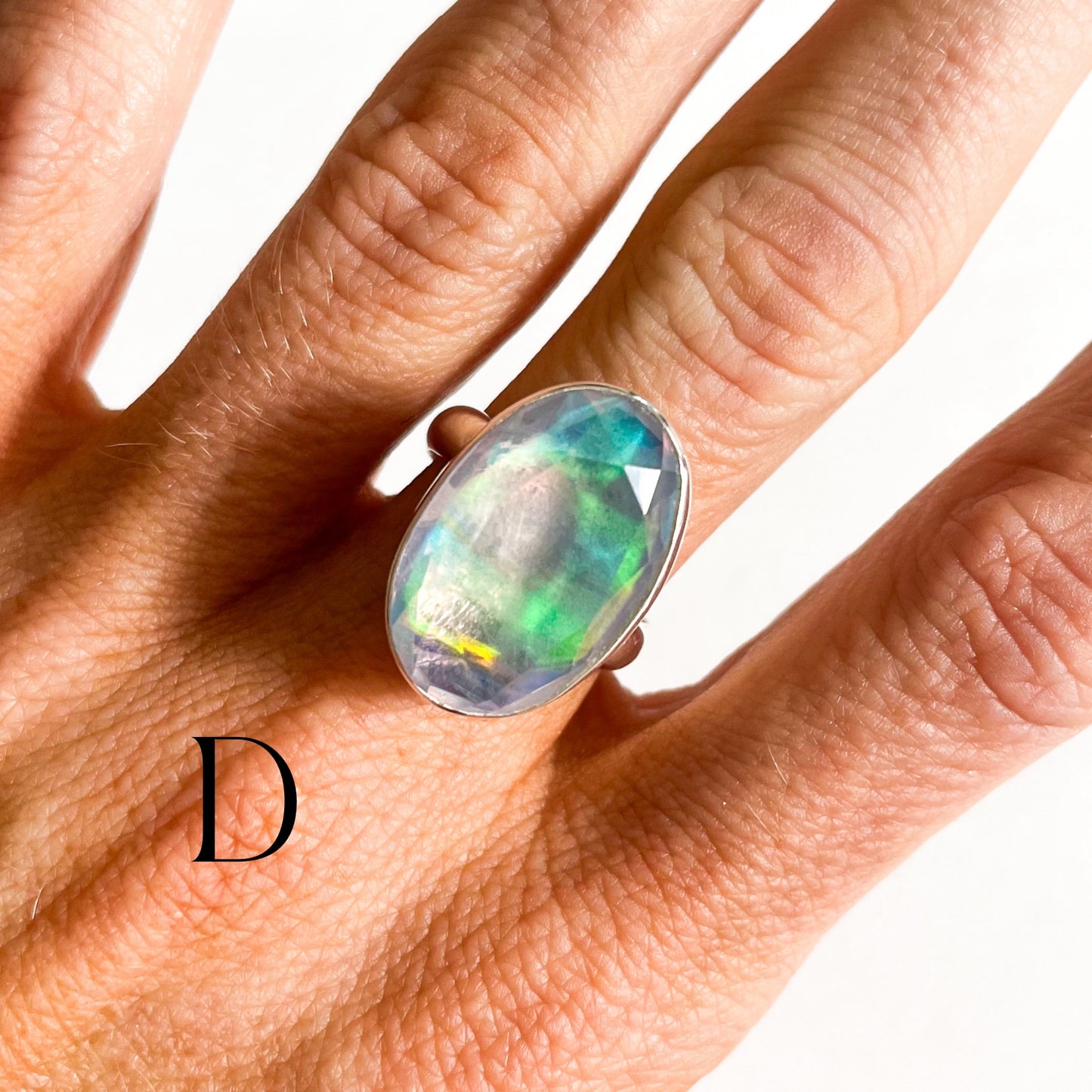 Galaxy Opal Doublet Bezel Ring - Solid Sterling Silver