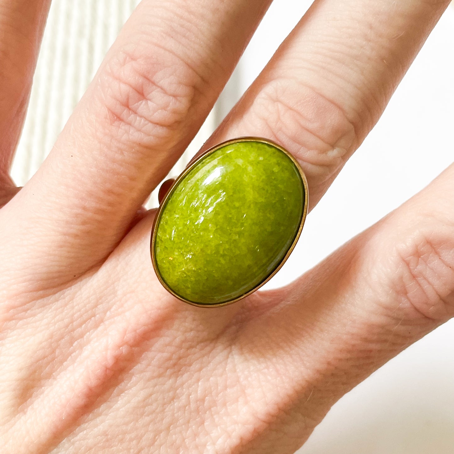 Bright Neon Green Quartz Ring - Alchemia Gold