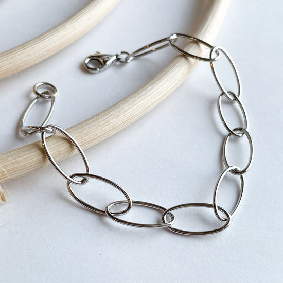 Fluffy Paper Clip Chain Bracelet - Solid Sterling Silver