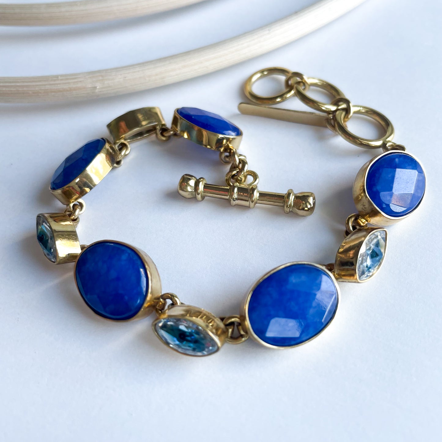 Blue Quartz & Evil Eye CZ Bracelet - Alchemia Gold