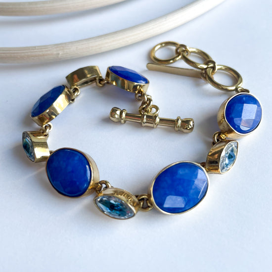Blue Quartz & Evil Eye CZ Bracelet - Alchemia Gold