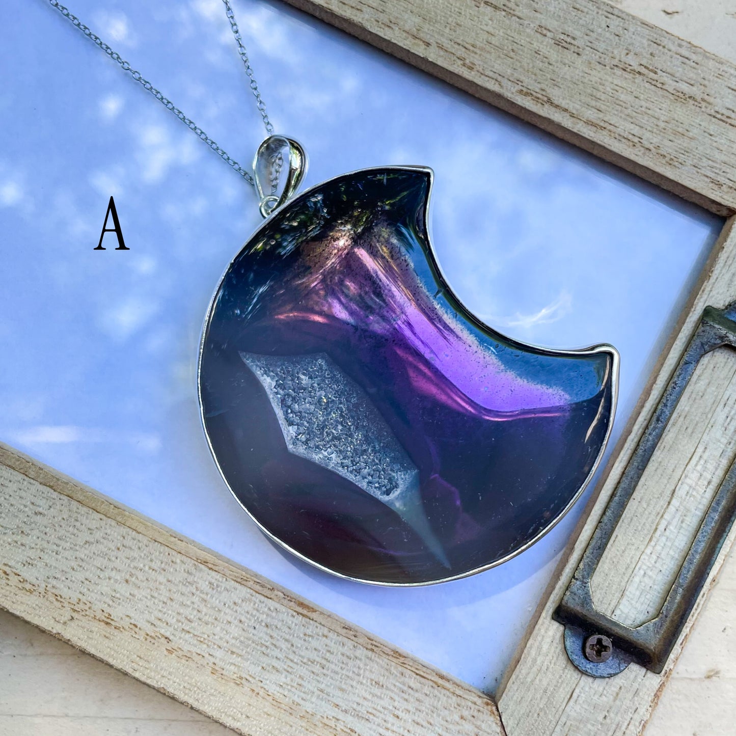 Aurora Statement Moon Pendant - Solid Sterling Silver