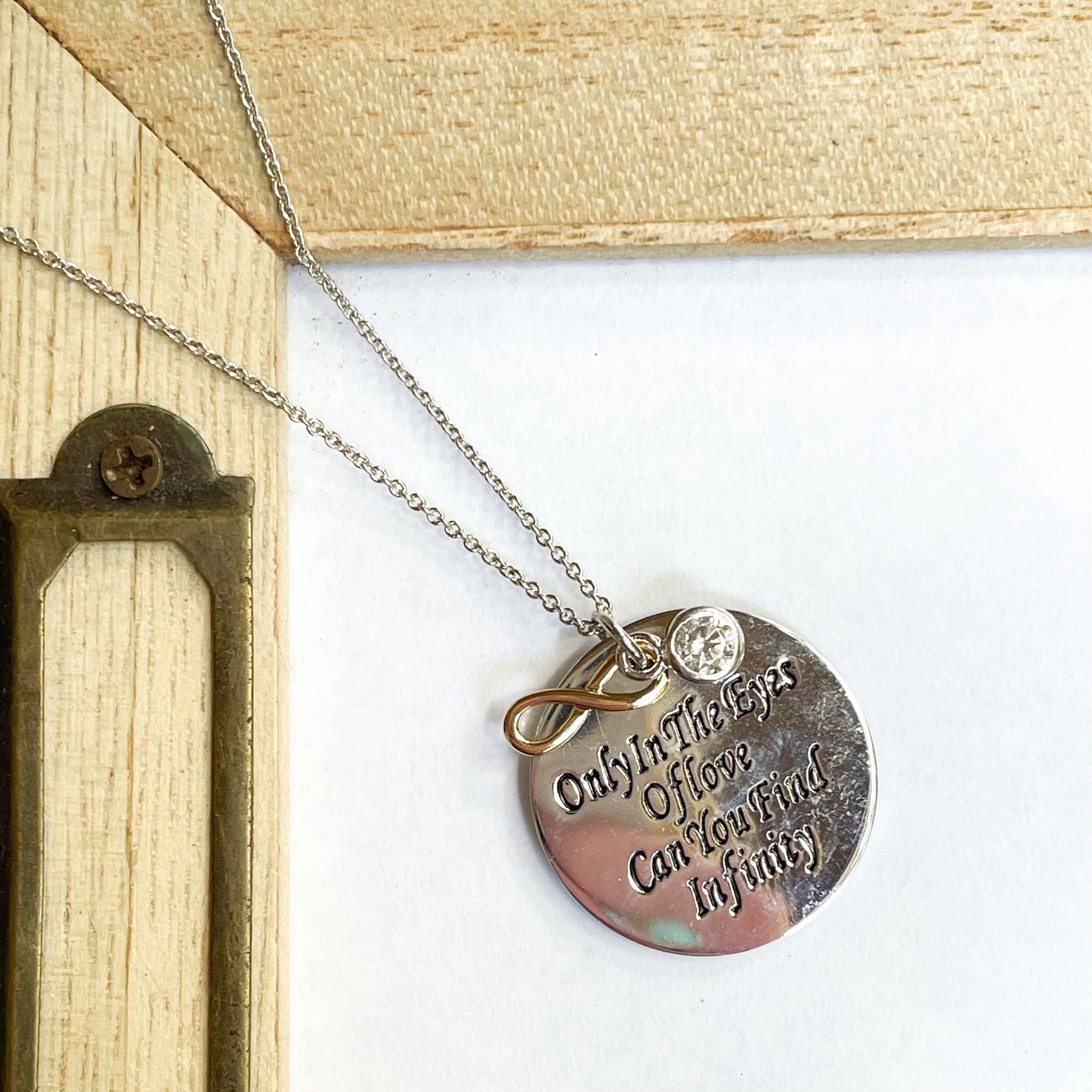 Inspiration Quotes with Charm Necklace- Rhodium