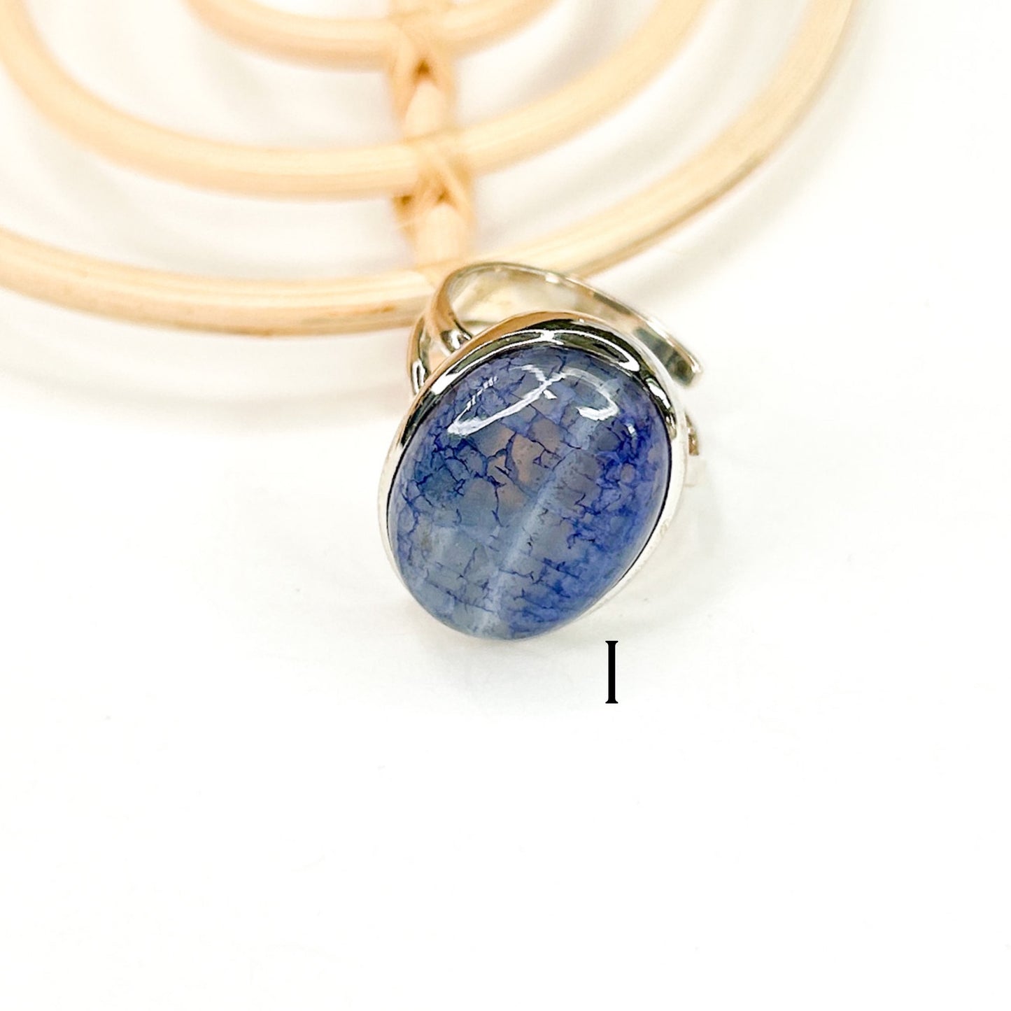 Blue Oval Dragonstone Ring - Solid Sterling Silver