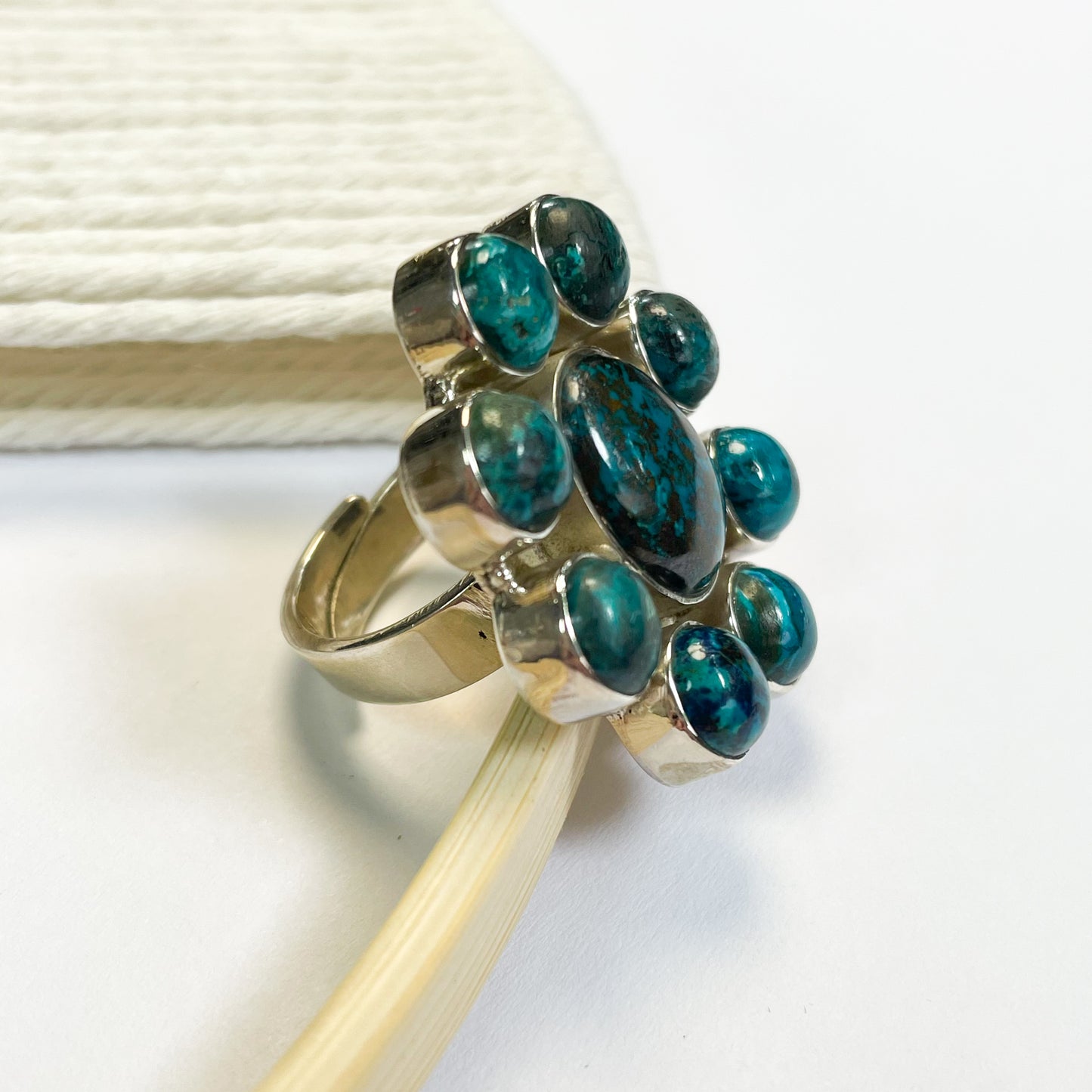Azurite Mini Statement Ring - Solid Sterling Silver