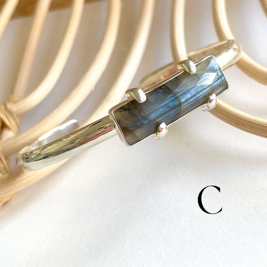 Labradorite Slim Prong Cuff - Solid Sterling Silver