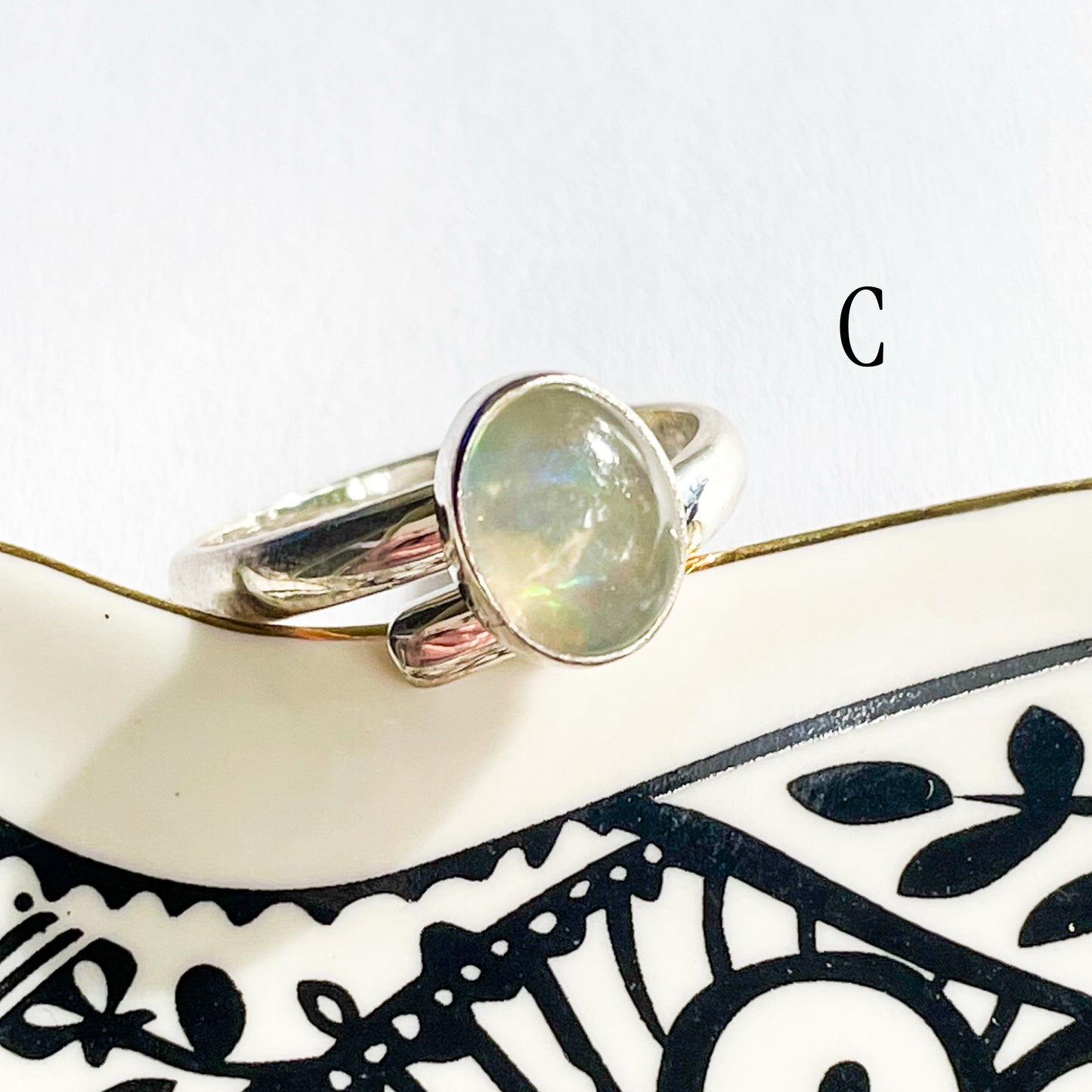 Dainty Ethiopian Opal Oval Ring - Solid Sterling Silver