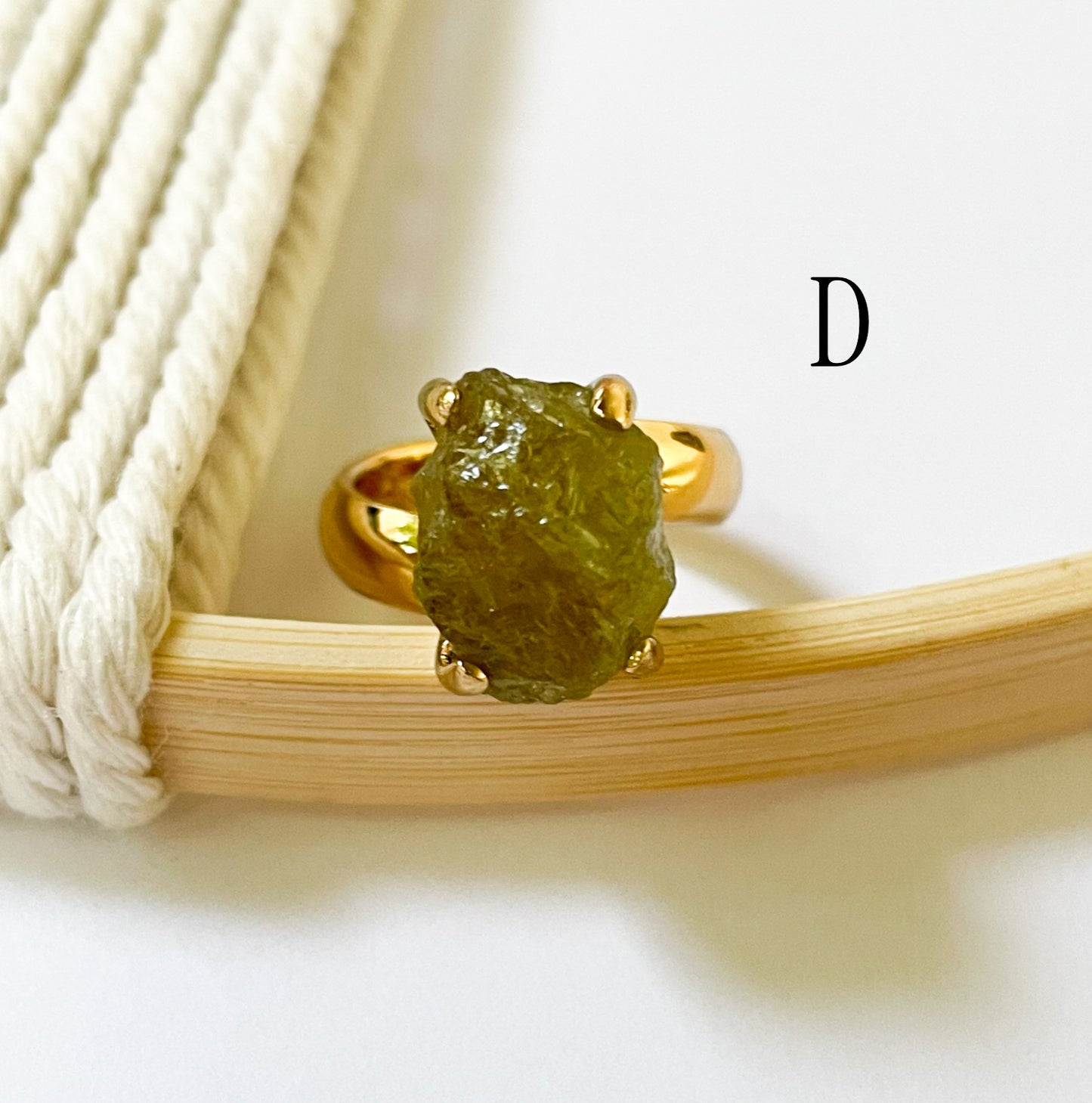 Raw Green Garnet Prong Ring - Alchemia Gold