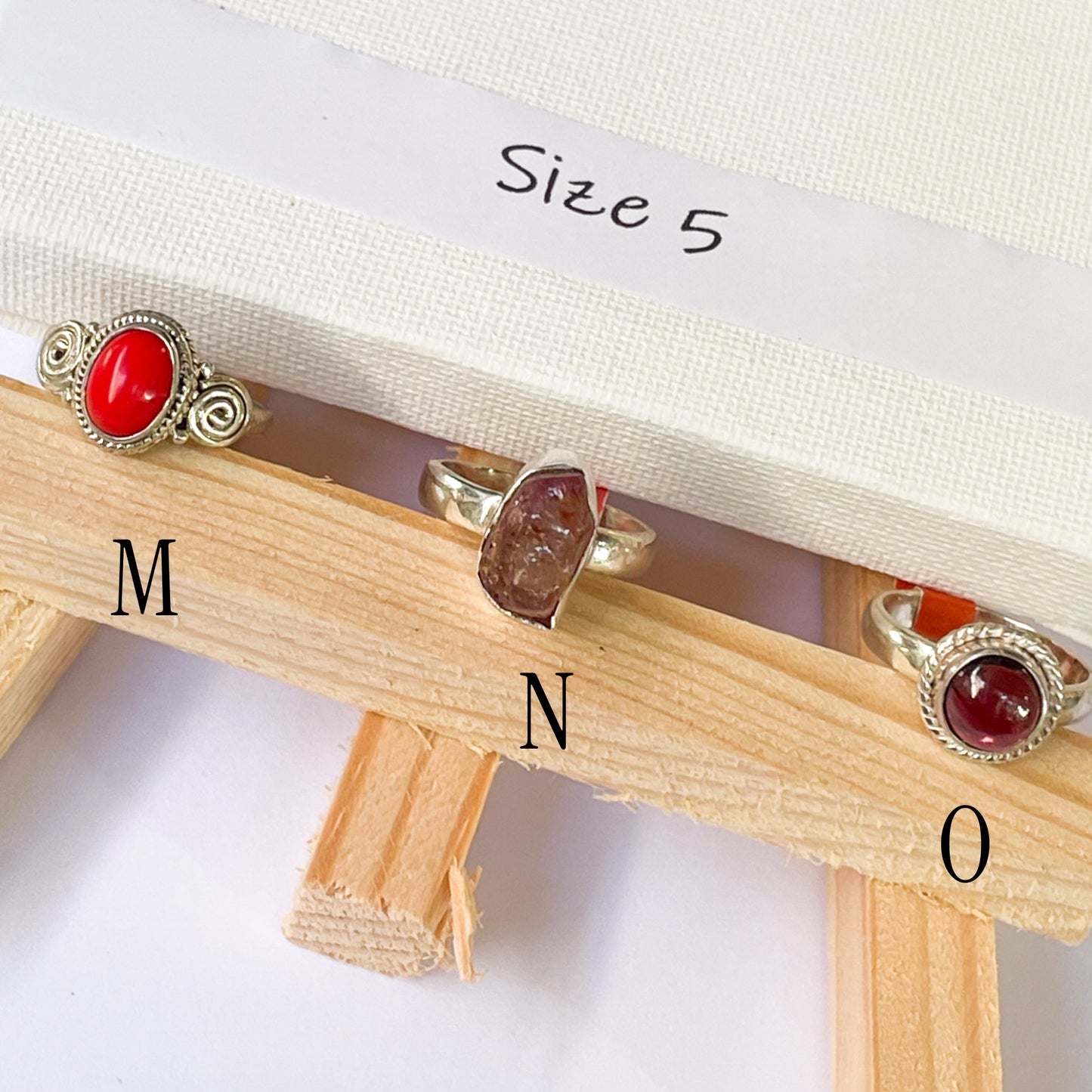 Variety of Stone in Minimalist Size 5 Rings - Solid Sterling Silver