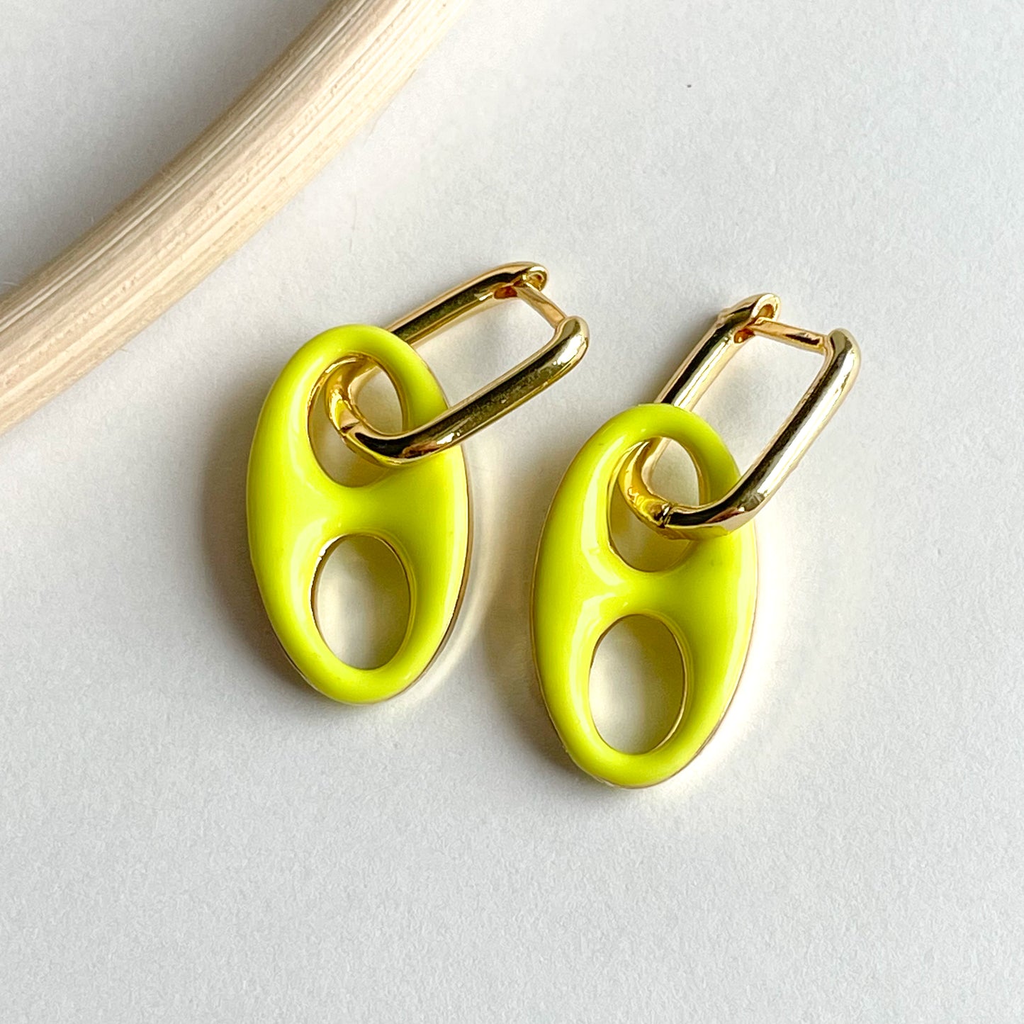 Soda Pop Enamel Huggies - 18k Gold Filled