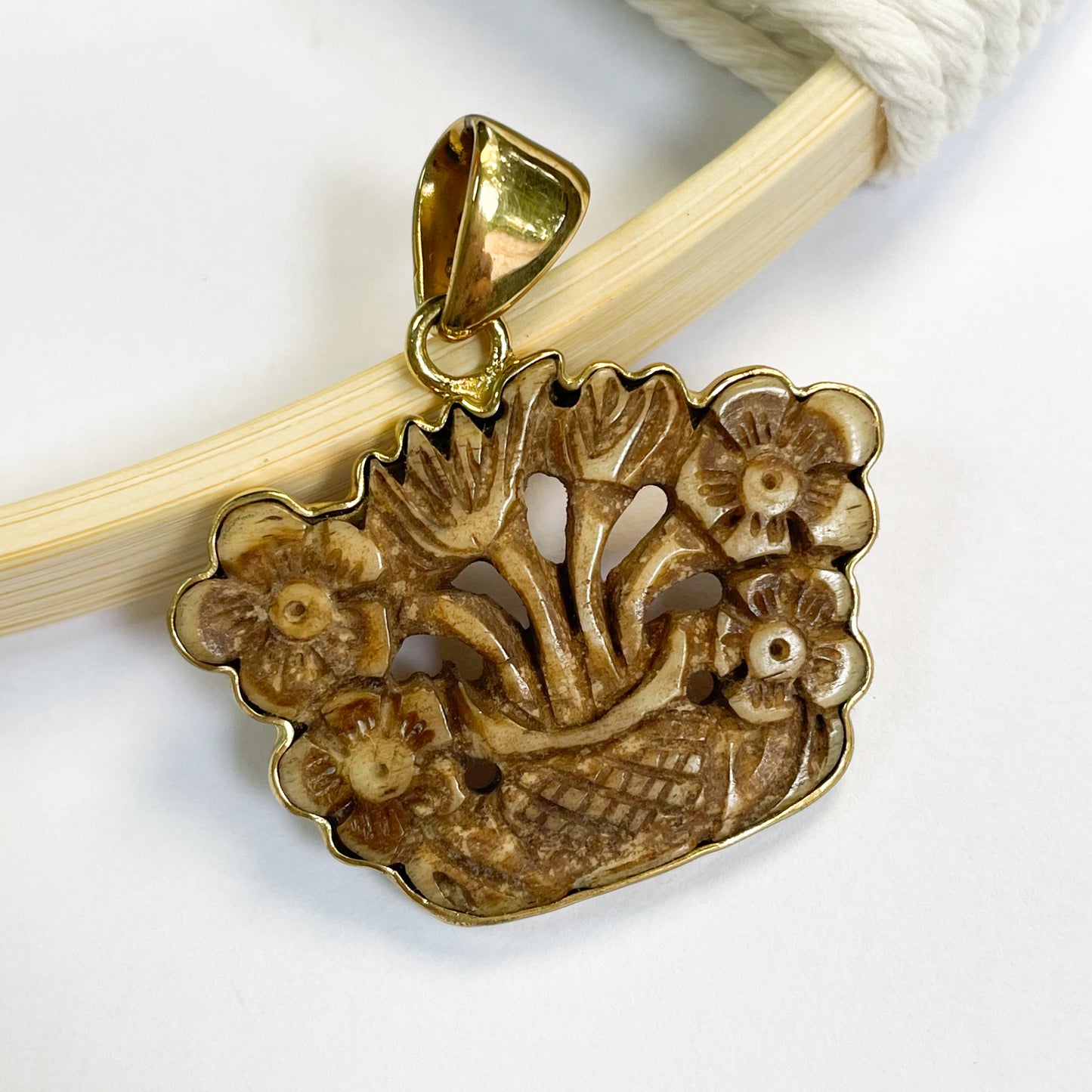 Floral Bouquet Wood Pendant - Alchemia