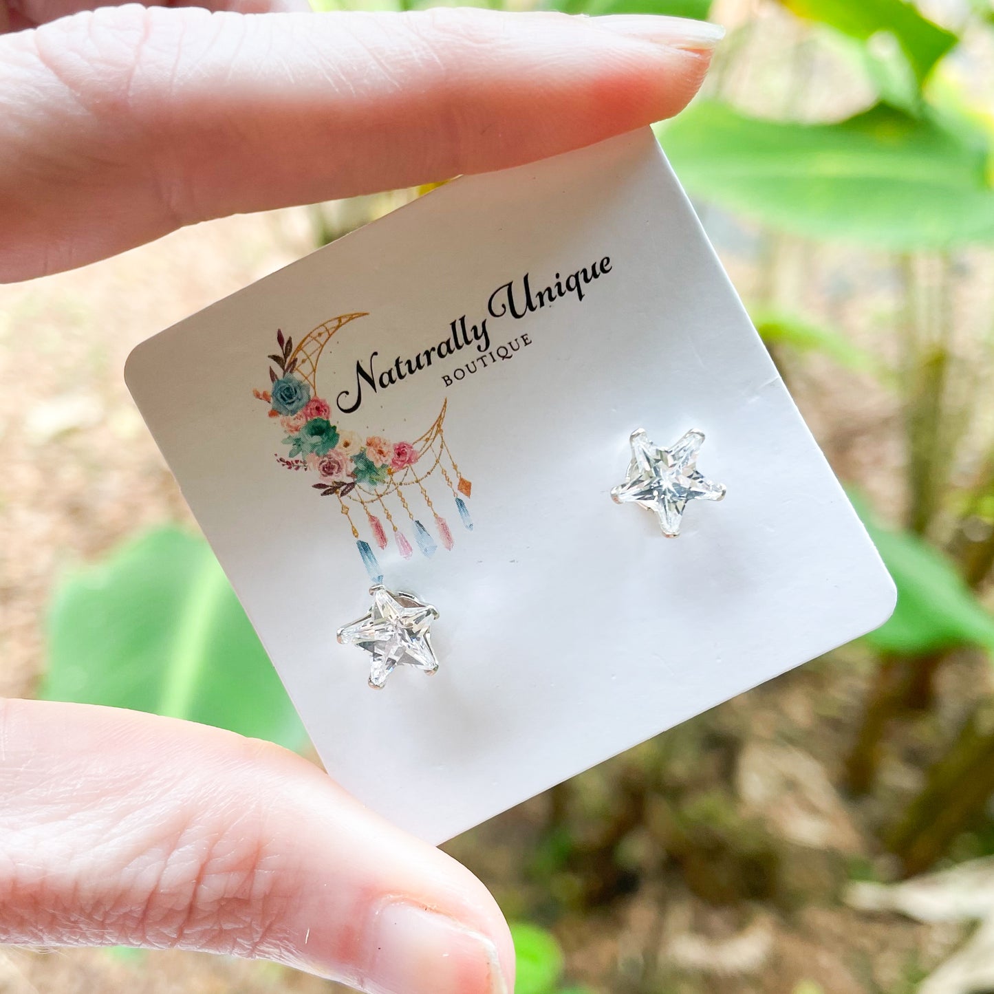 Cz Star Studs - Solid Sterling Silver