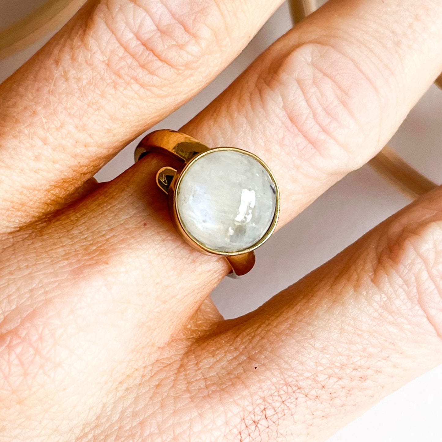 Dainty Rainbow Moonstone Ring - Alchemia