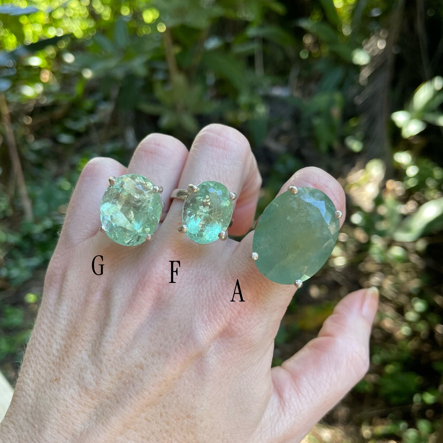 Fluorite Prong Rings - Solid Sterling Silver