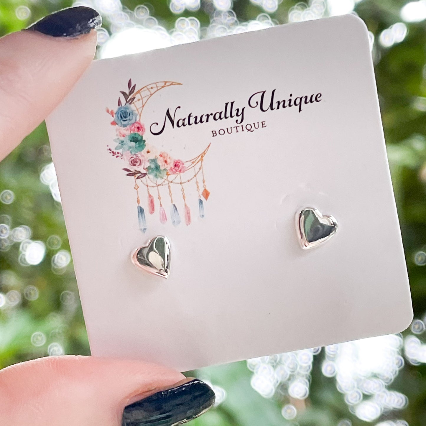 Dainty Fluffy Heart Studs - Solid Sterling Silver