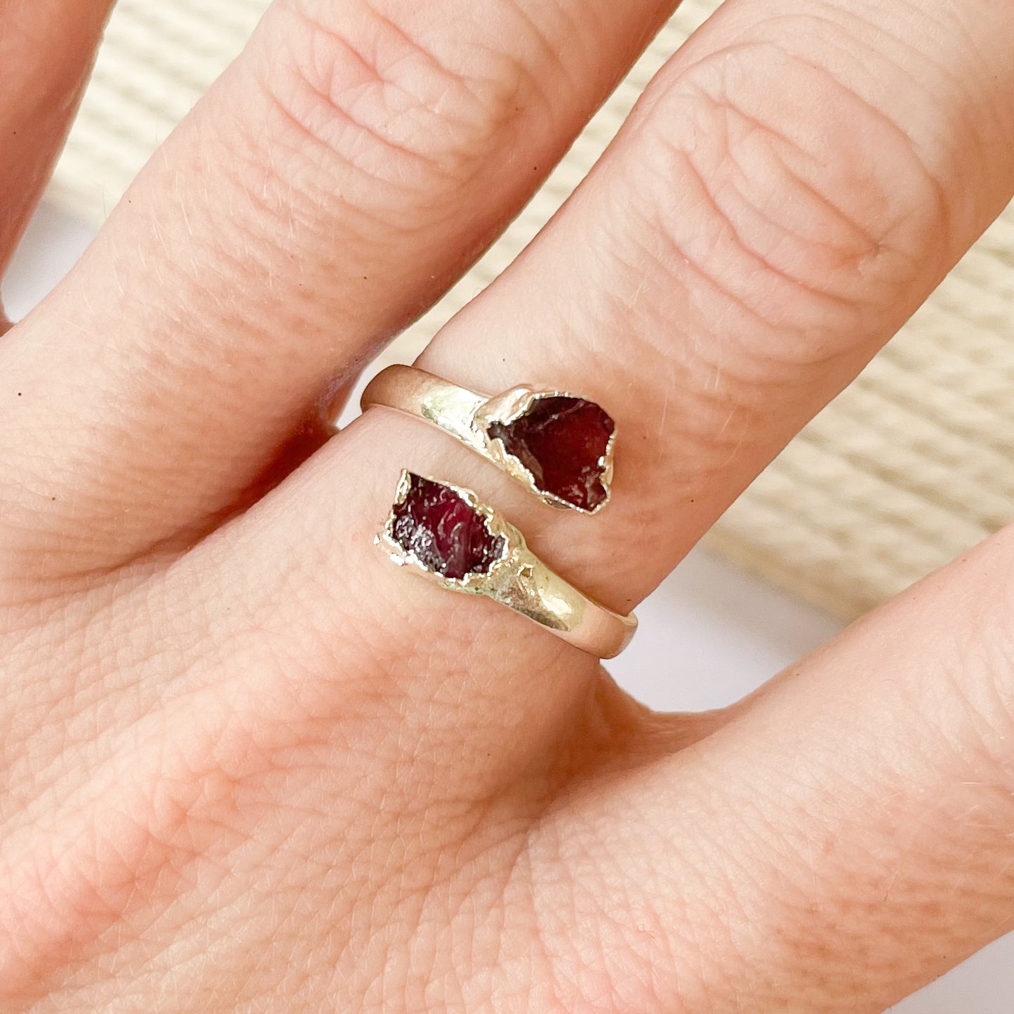 Raw Tourmaline Adjustable Ring - Solid Sterling Silver