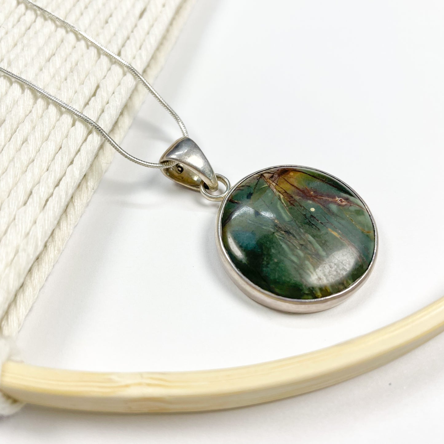 Red Creek Jasper Polka Dot Pendant - Solid Sterling Silver