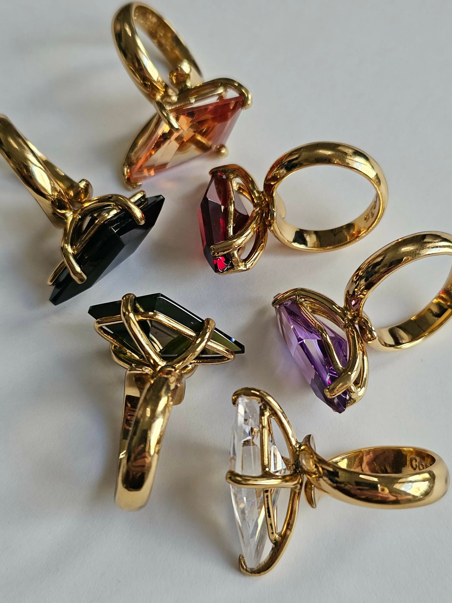 Colorful CZ Kite Prong Rings - Both Metals
