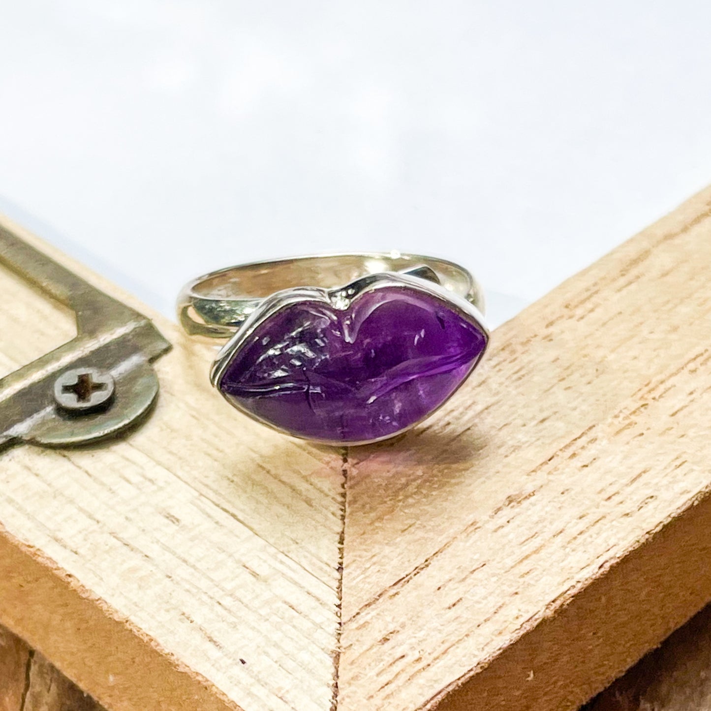 Amethyst Lip Ring - Both Metals