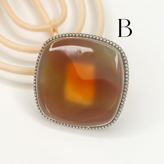 Agate Flex Cuff Statement Ring- -Solid Sterling Silver