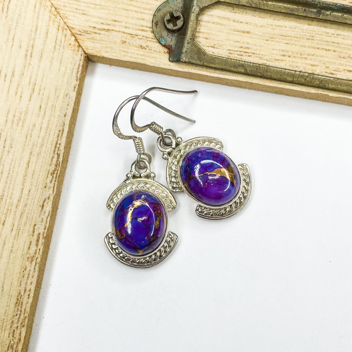 Purple Enhanced Turquoise Dangle Earring - SSS