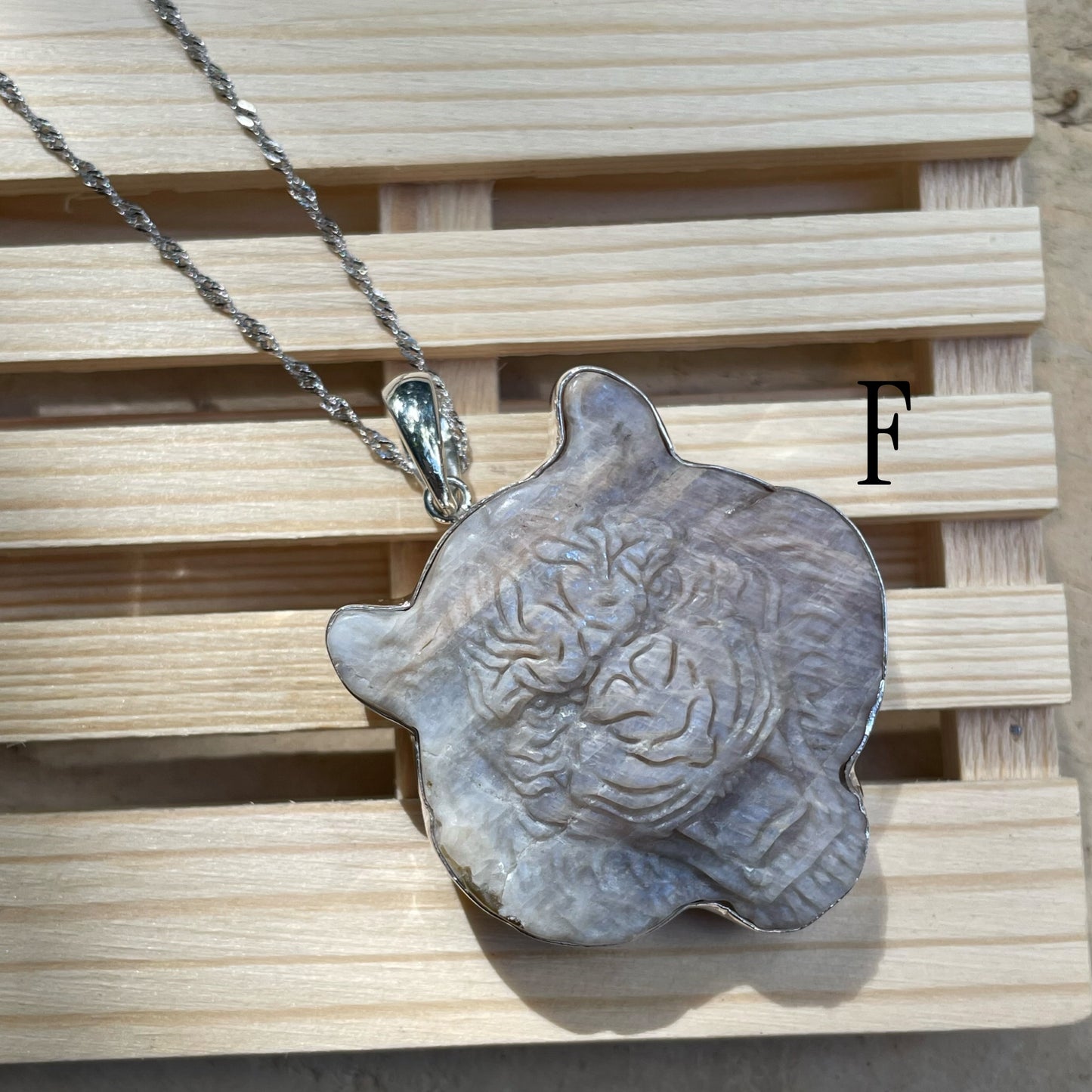 White Moonstone Tiger Ring & Pendants - Solid Sterling Silver