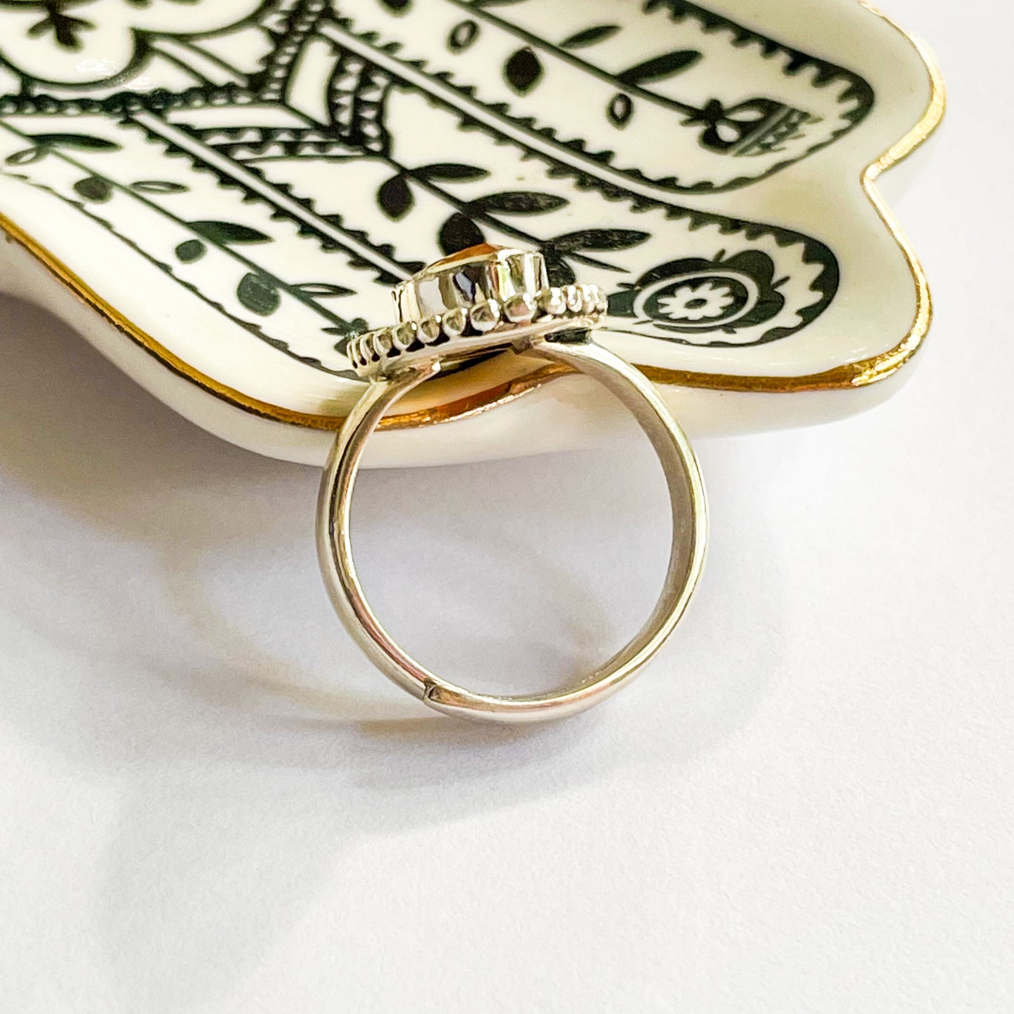 Orange Opal Ring - Solid Sterling Silver