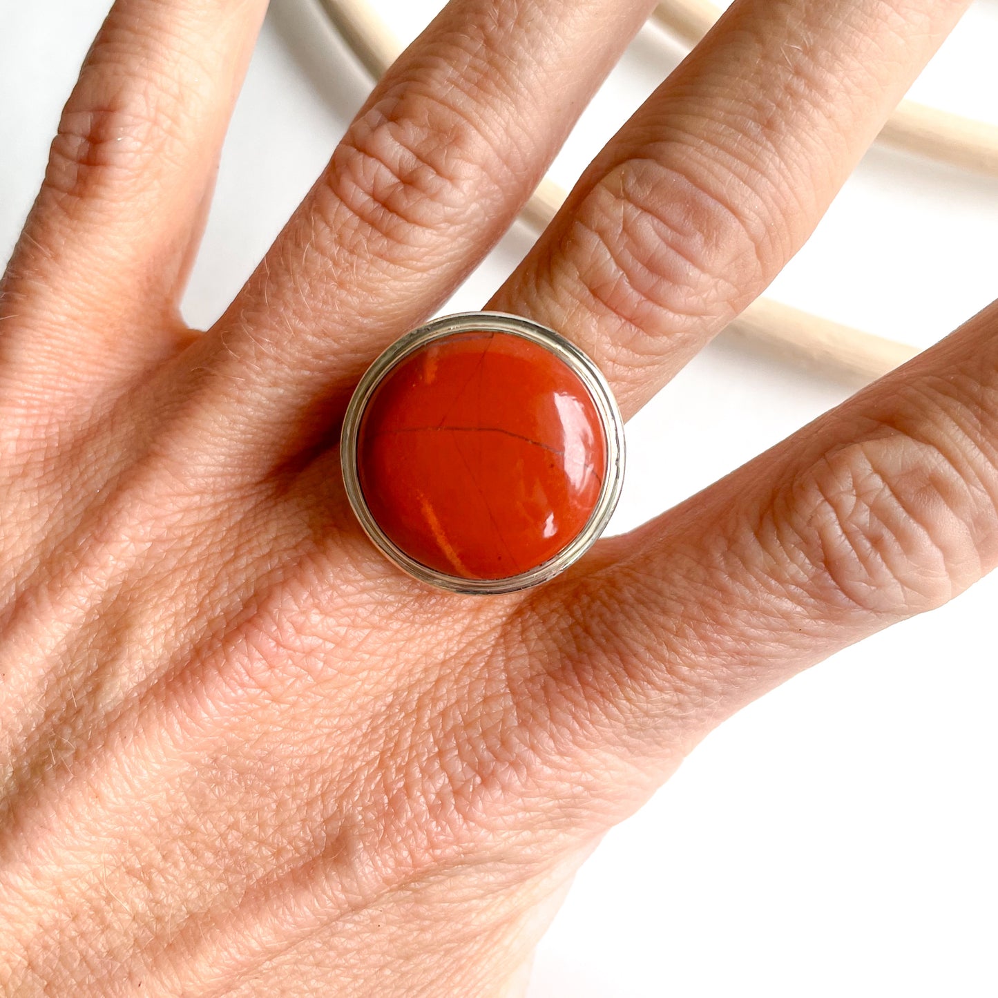 Red Jasper Polka Dot Ring - Solid Sterling Silver