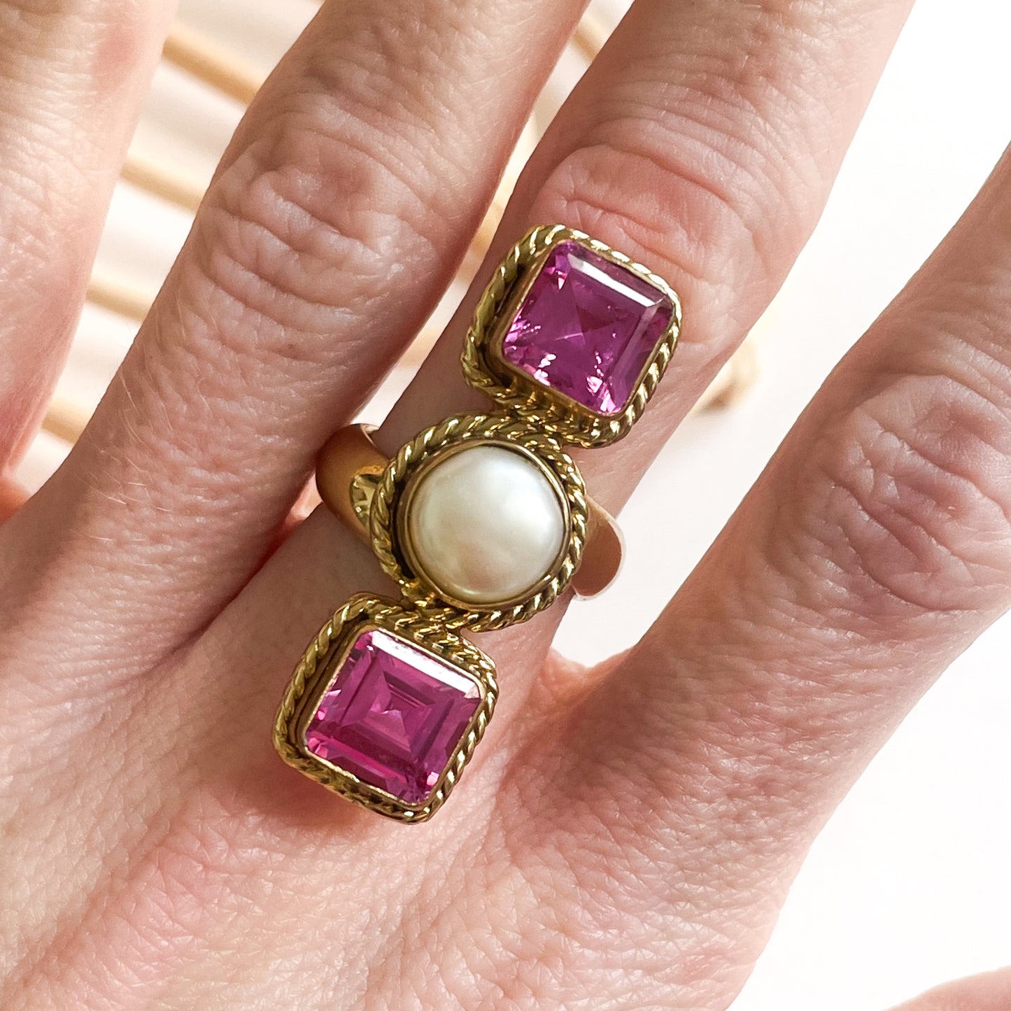 Pink Sapphire & Pearl Crawler - Alchemia