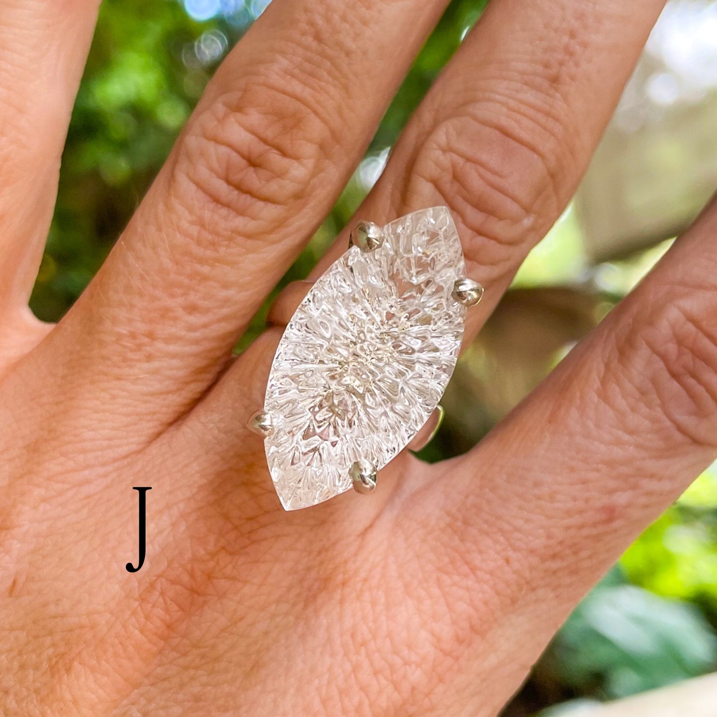 Clear Quartz Special Cut Prong Rings - Solid Sterling Silver