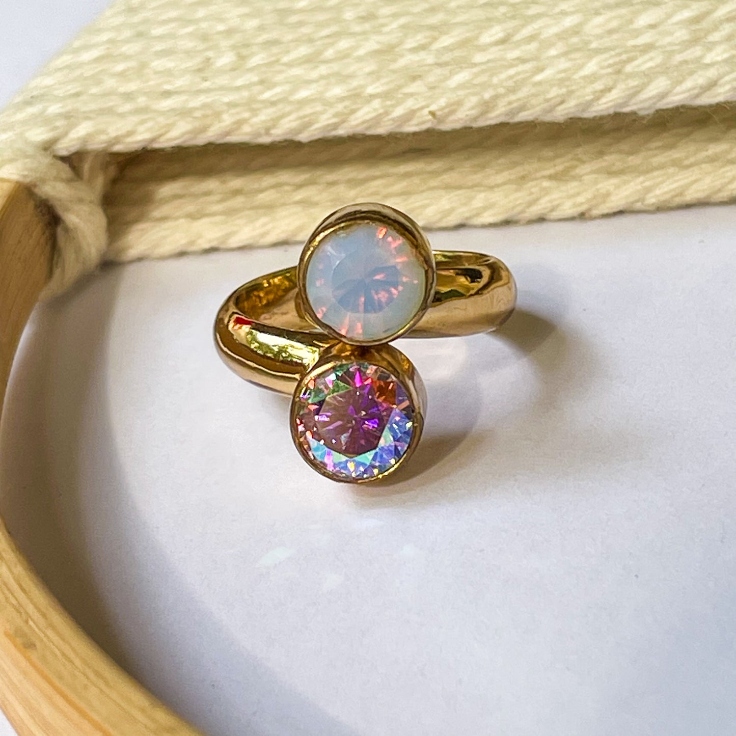 Opalite & Aurora Borealis Bypass Ring - Alchemia
