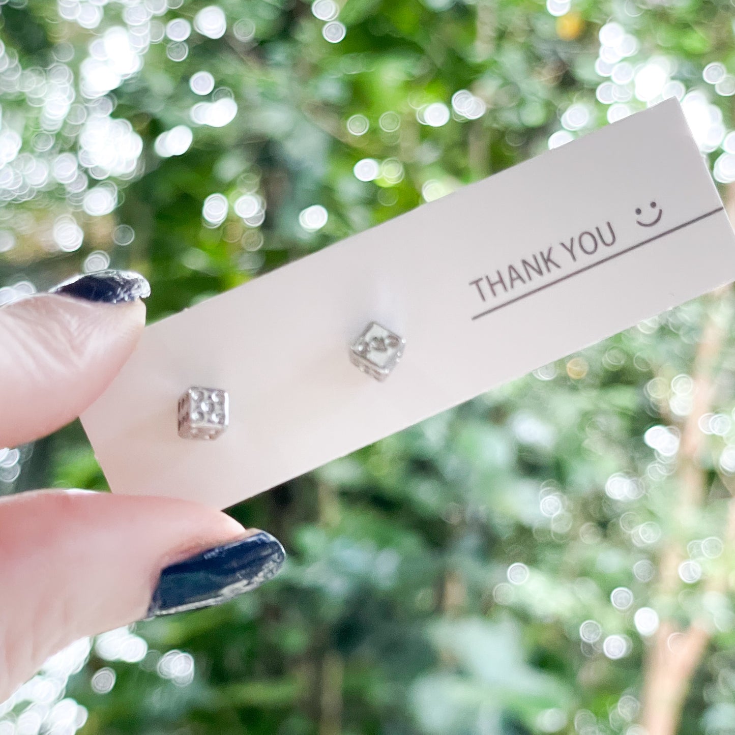 Dainty Dice Studs - Solid Sterling Silver