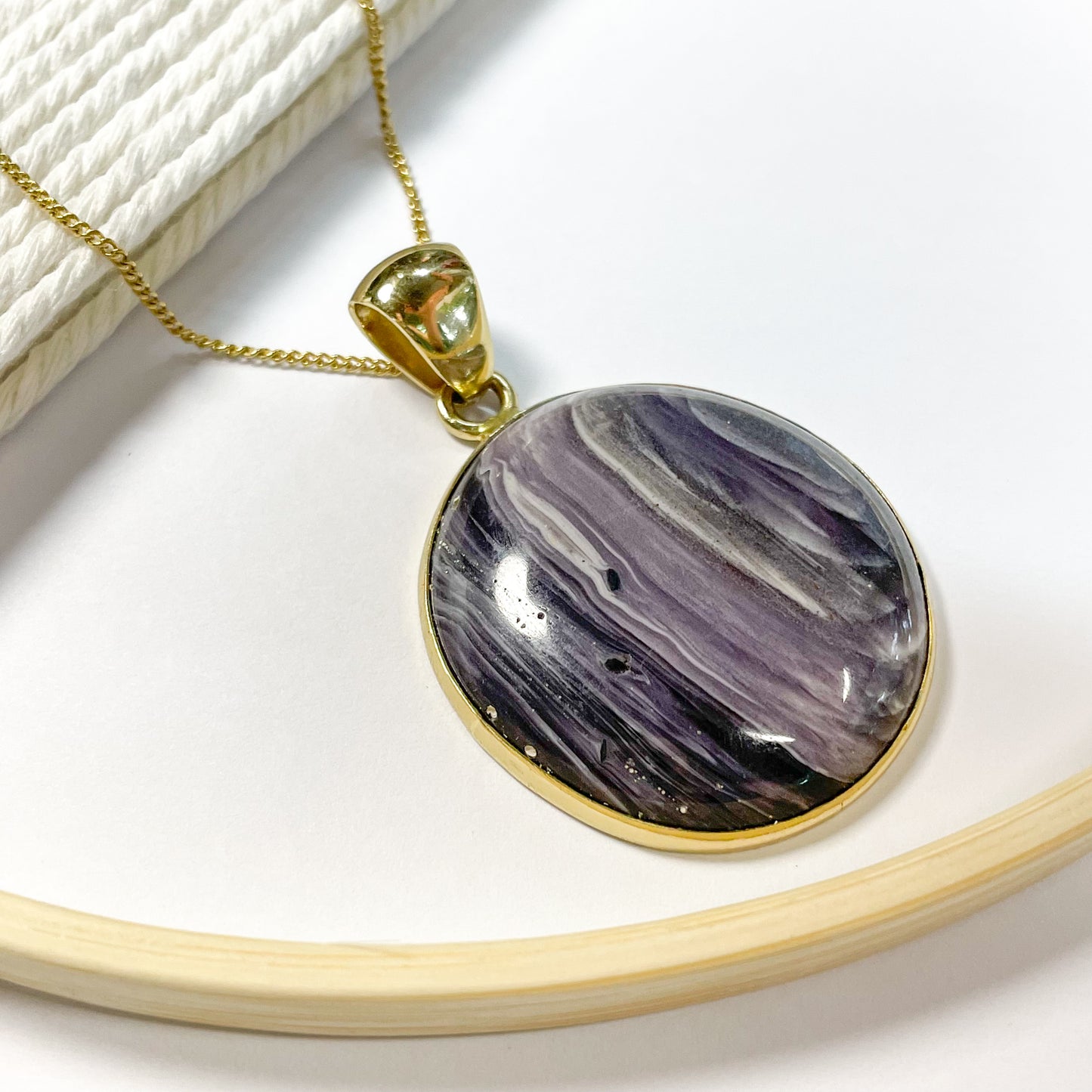Purple Banded Agate Pendant - Alchemia Gold
