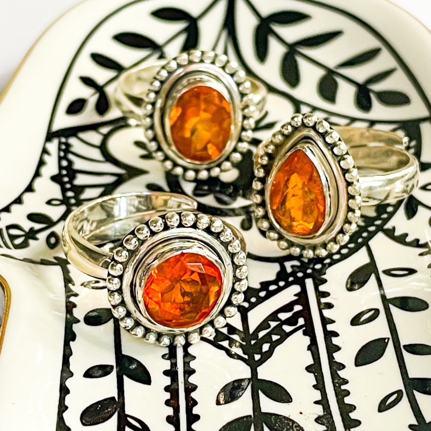 Orange Opal Ring - Solid Sterling Silver