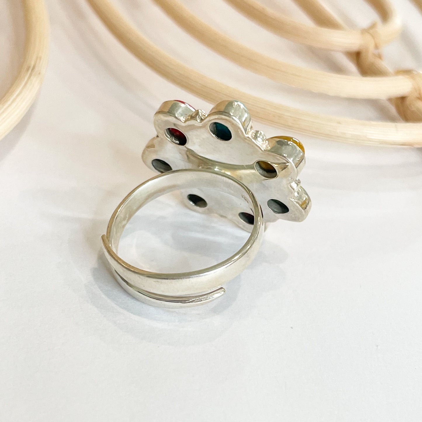 Mutli-Stone Flower Ring - Solid Sterling Silver