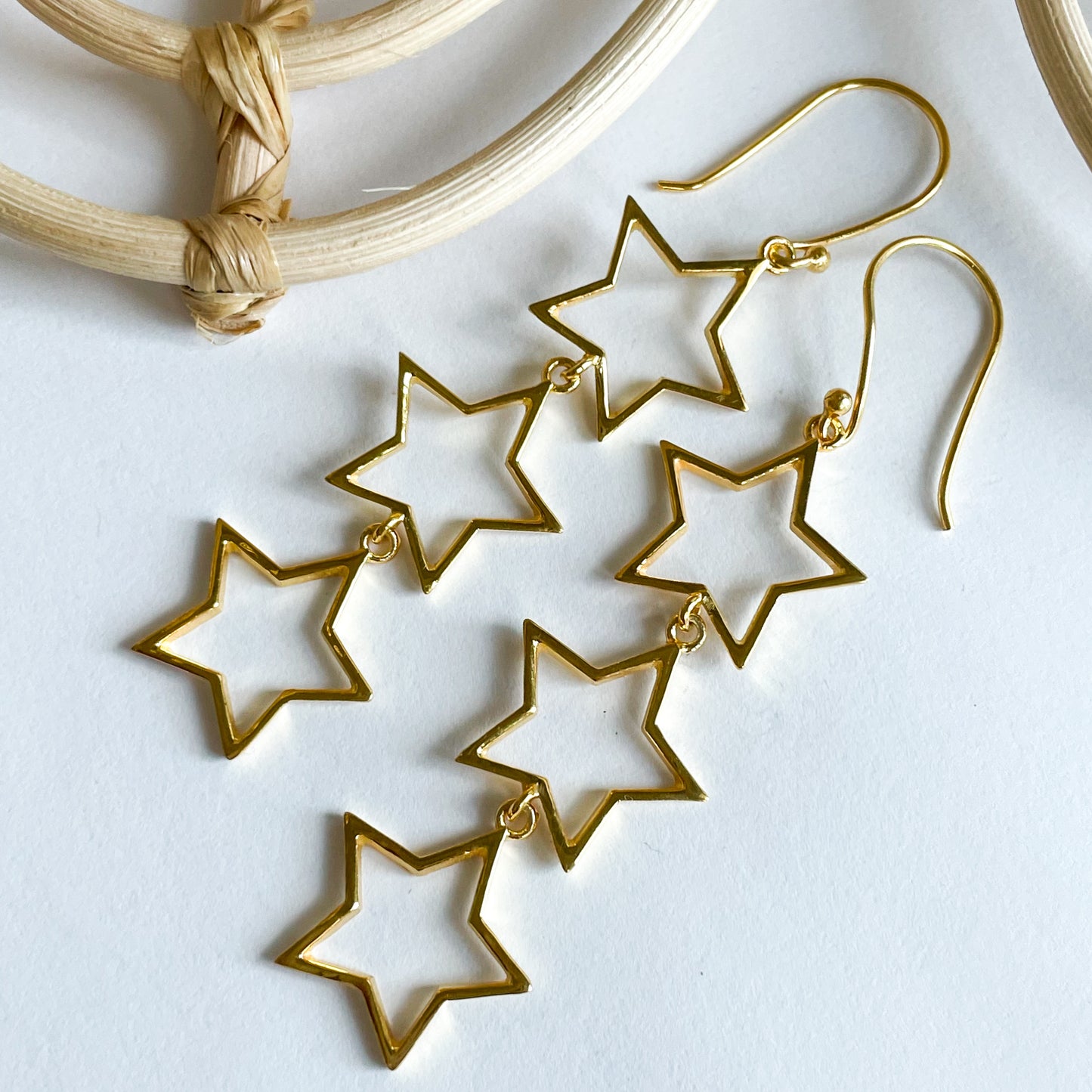 Tri-Star Dangles -  SSS w 18k Gold Plate