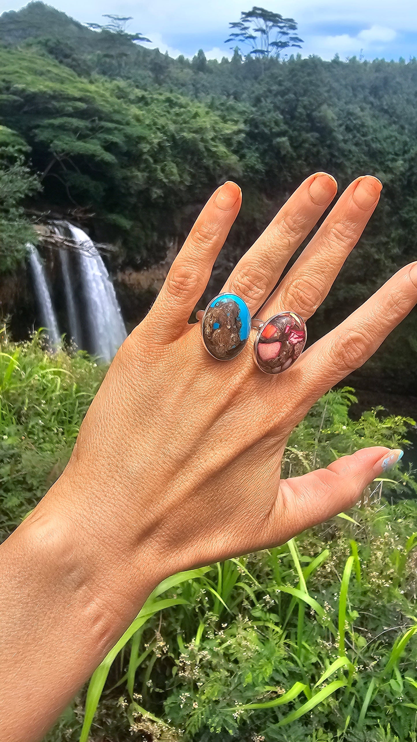 Vibrant Jasper Matrix Ring Mix - Both Metals
