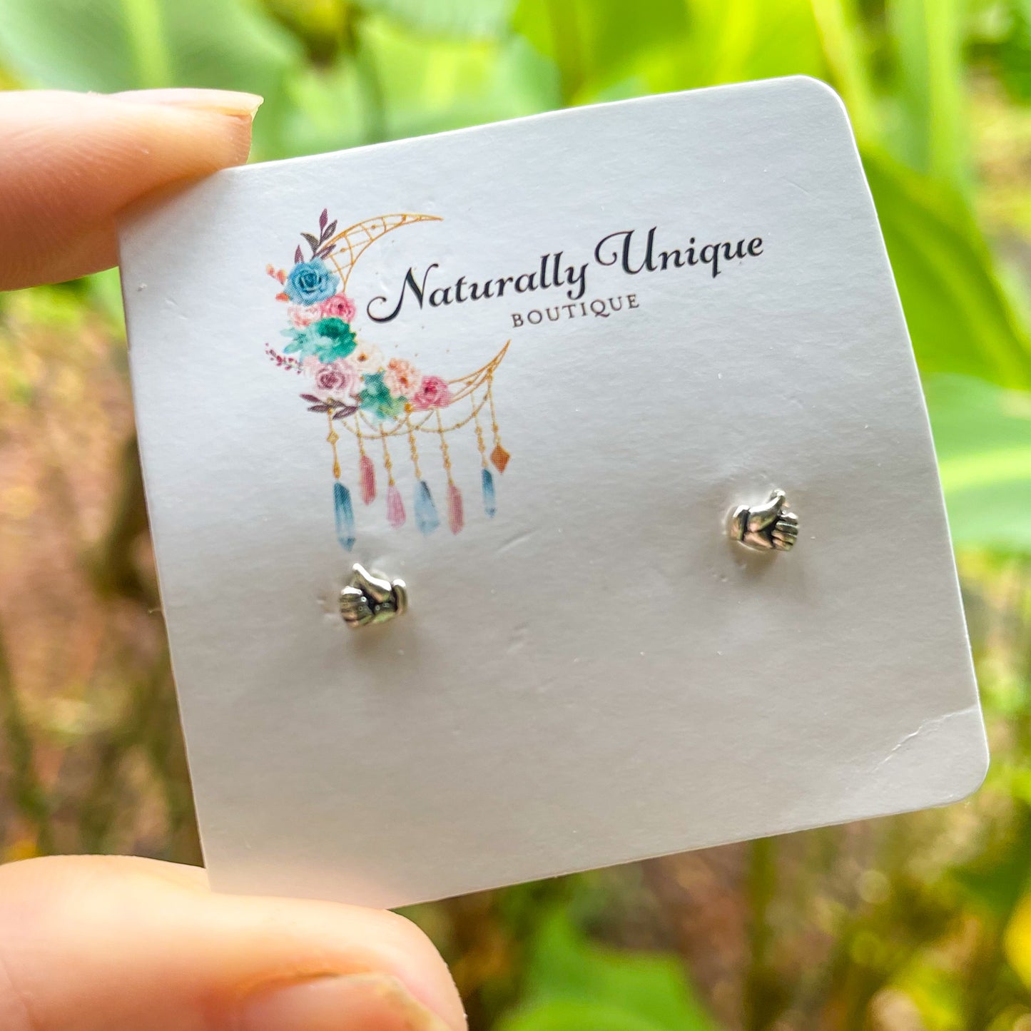 Dainty Thumbs Up Studs - Solid Sterling Silver