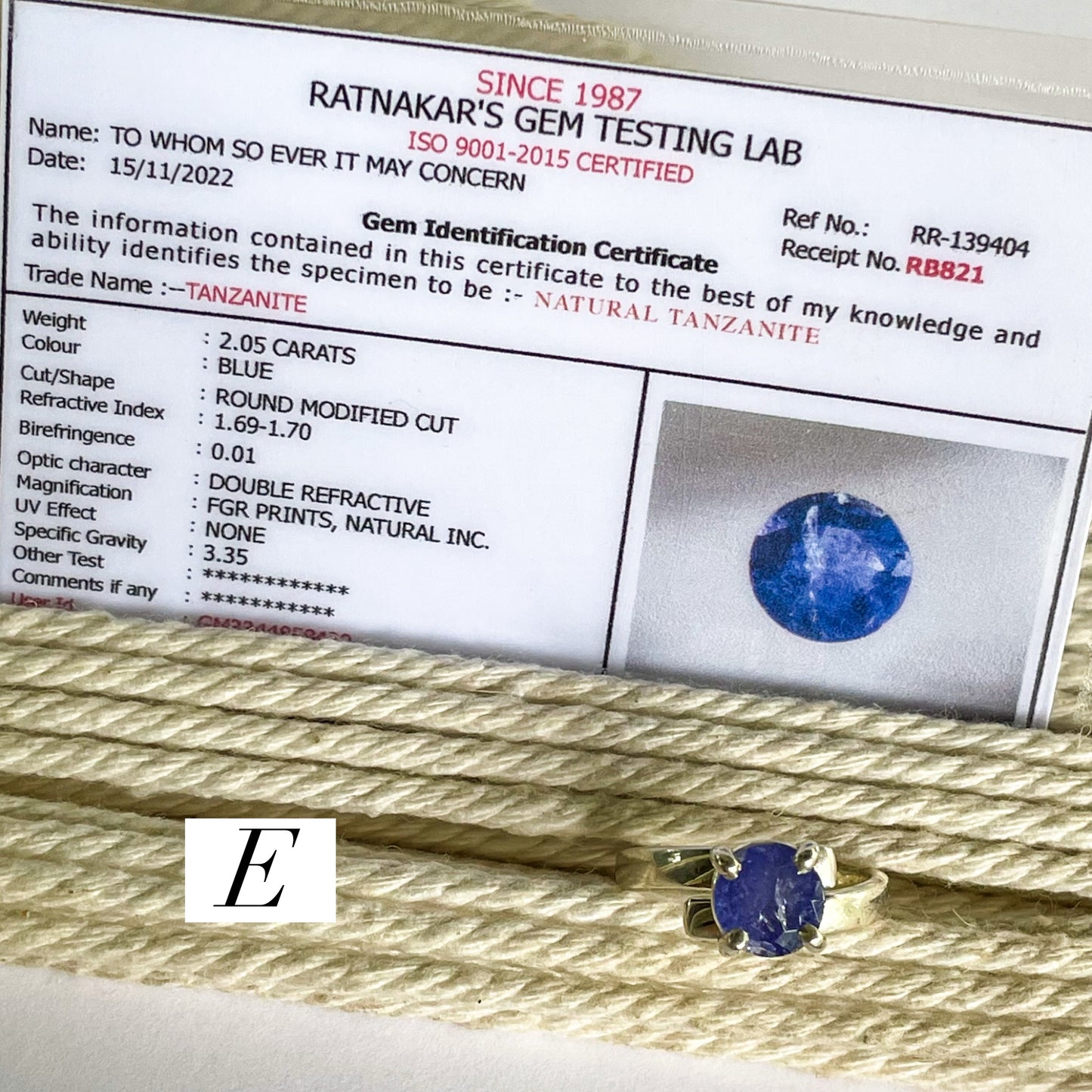 Certified Natural Tanzanite Prong Ring - Solid Sterling Silver