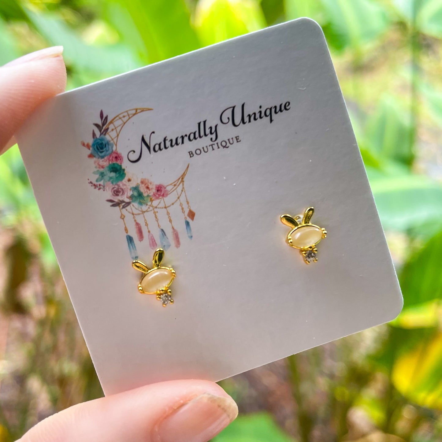 Gold Bunny Studs - Solid Sterling Silver