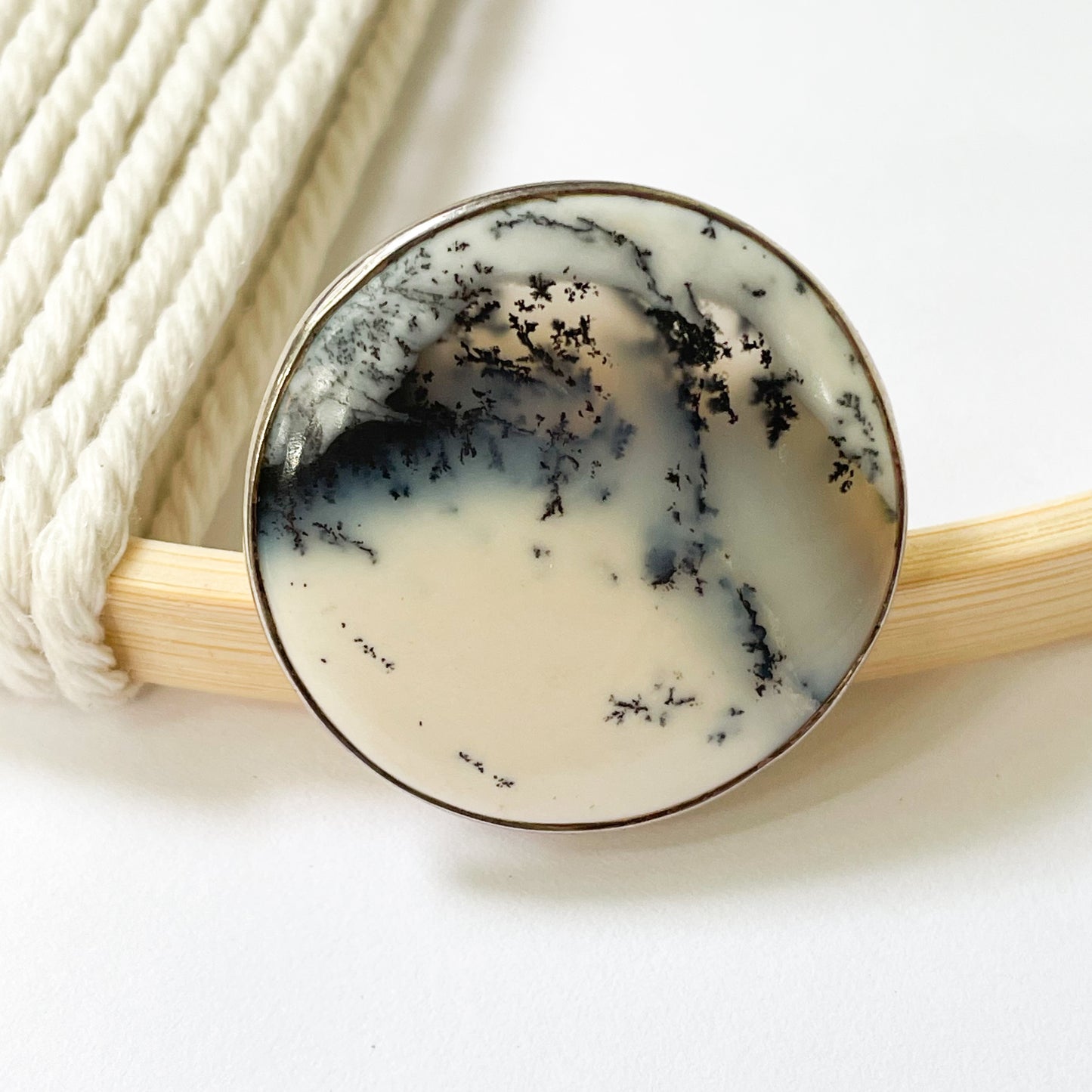 Dendrite Opal Size 10 Ring - Solid Sterling Silver