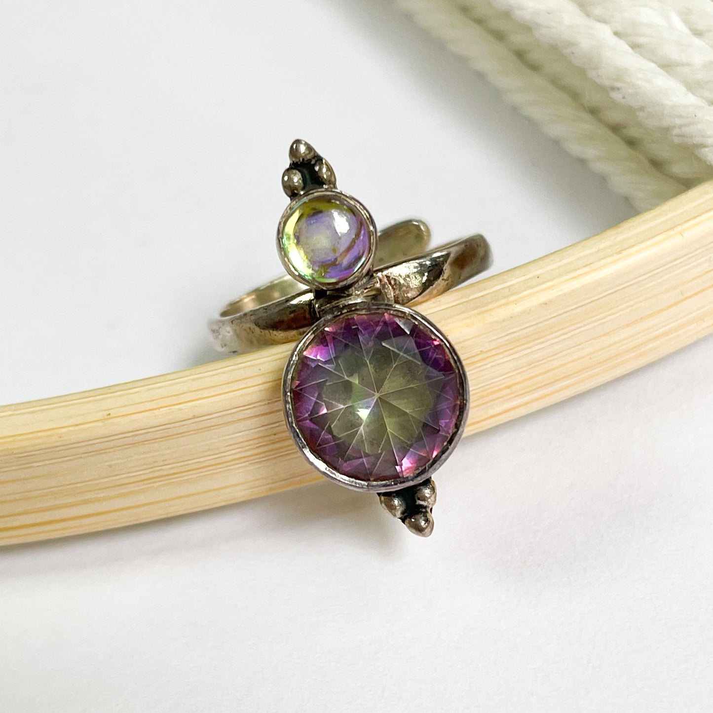 Mystic Quartz & Mercury Ring - Solid Sterling Silver