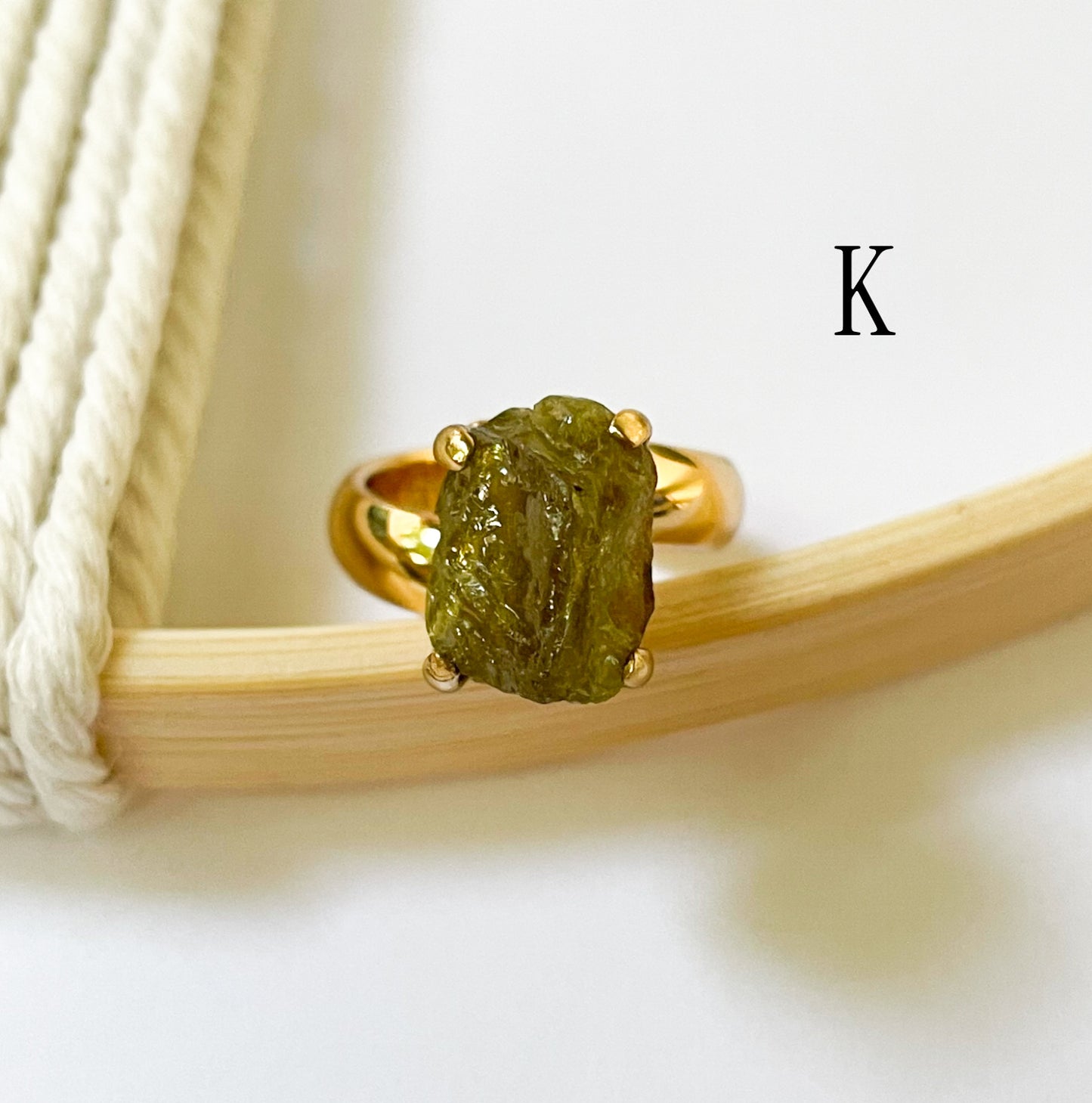 Raw Green Garnet Prong Ring - Alchemia Gold