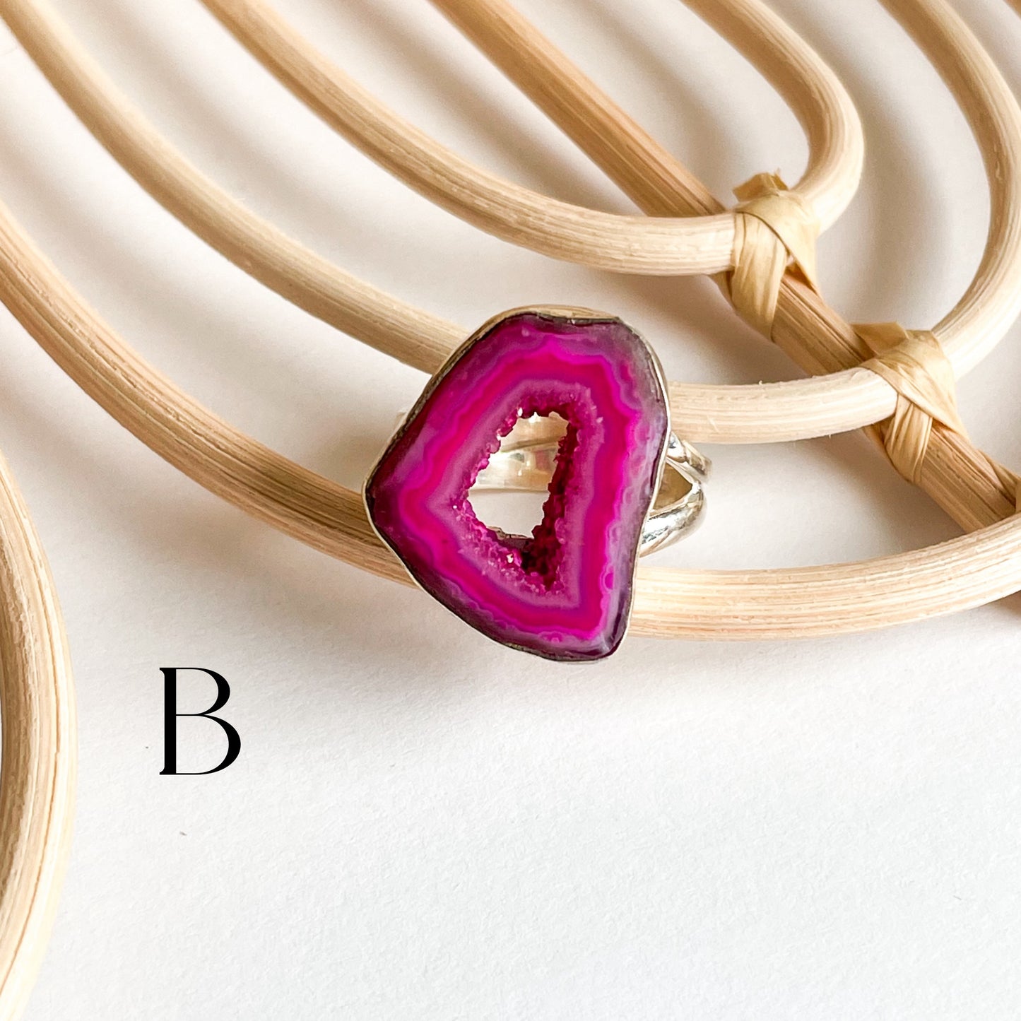 Agate Slice Ring - Solid Sterling Silver