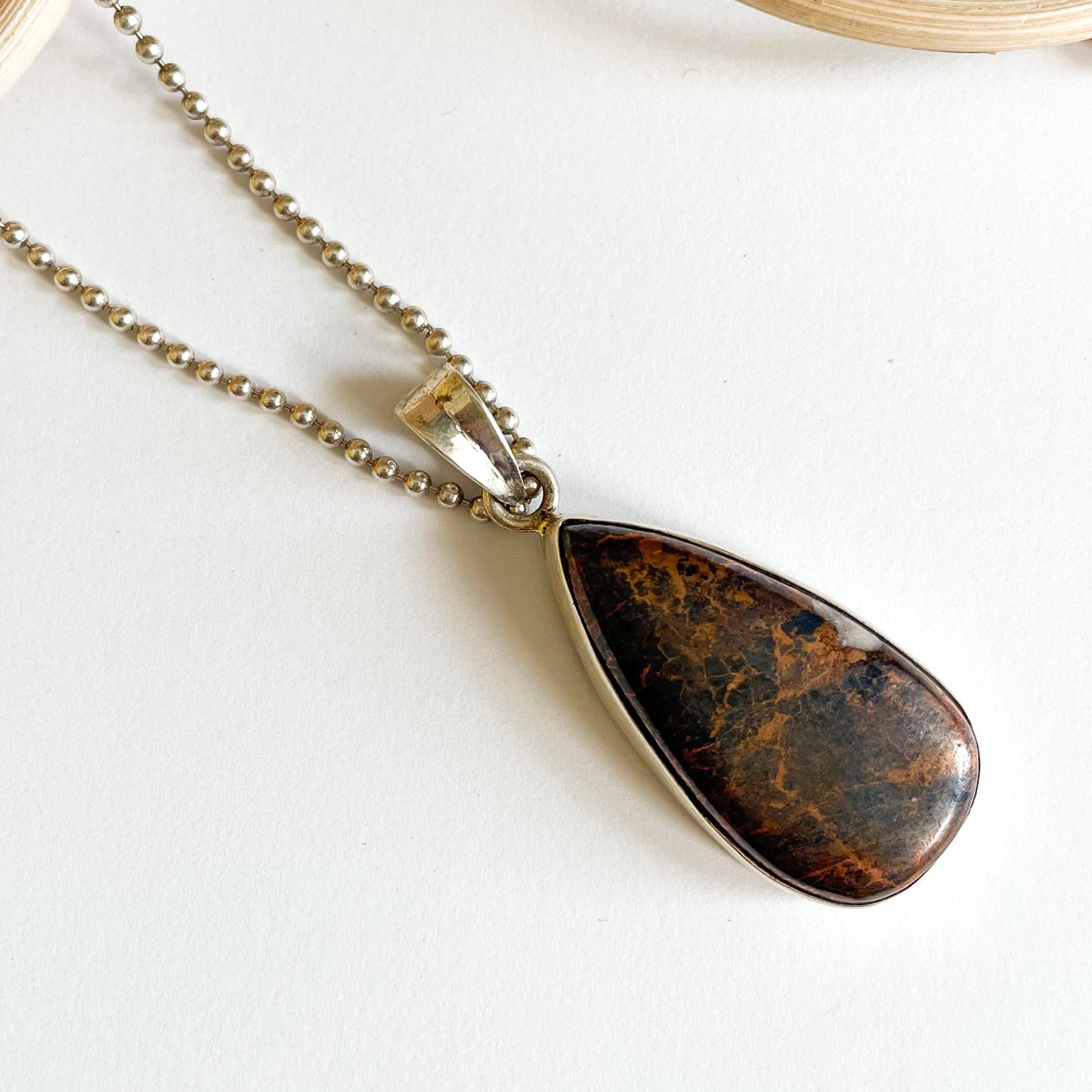Obsidian Copper Pendant - Solid Sterling Silver