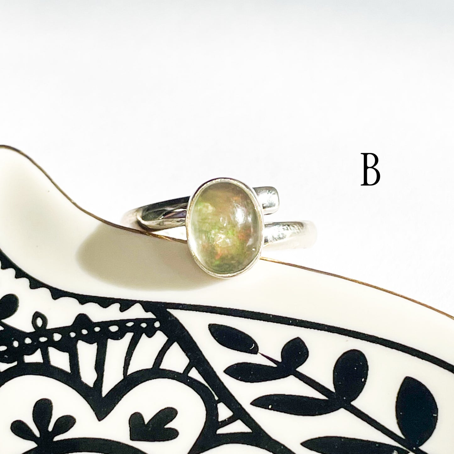 Dainty Ethiopian Opal Oval Ring - Solid Sterling Silver