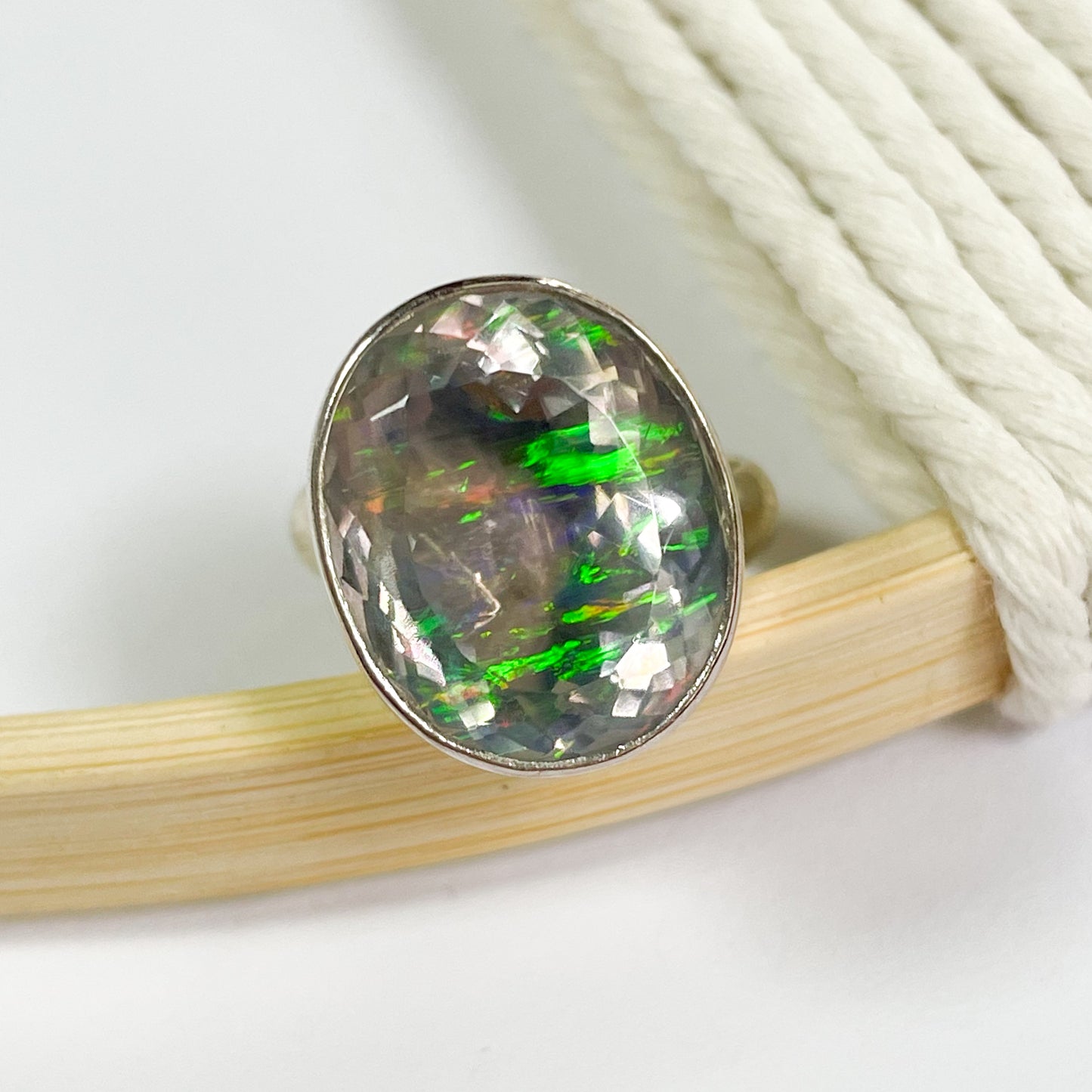 Blue Galaxy Doublet Ring - Solid Sterling Silver