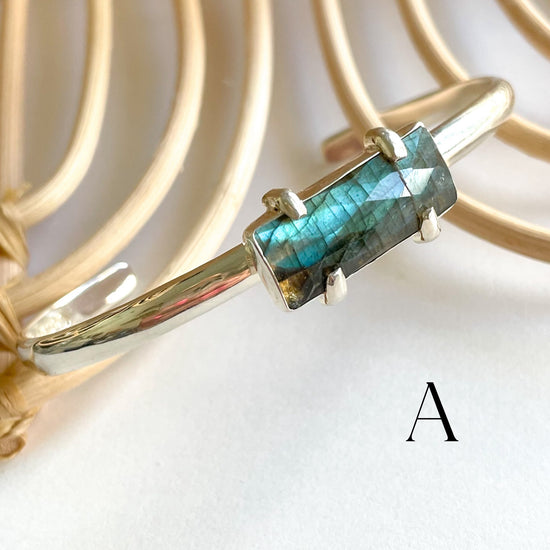 Labradorite Slim Prong Cuff - Solid Sterling Silver